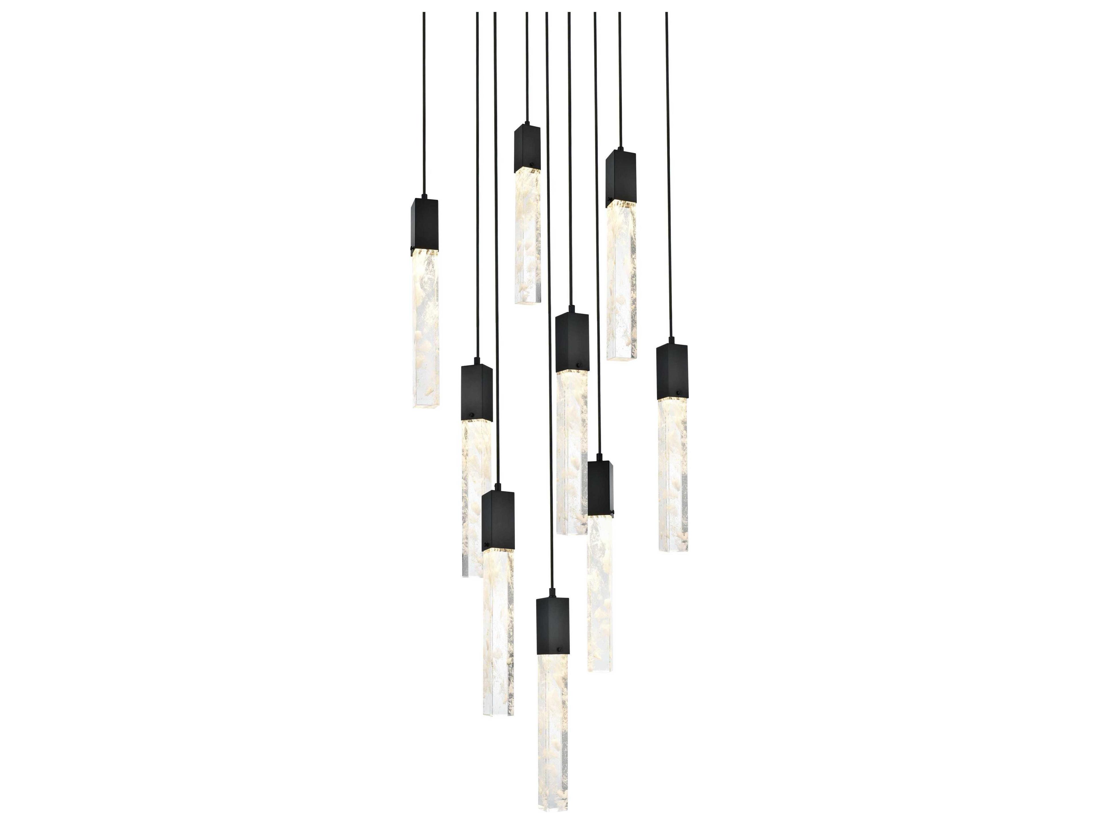 Elegant Lighting Aurora 9-Light Black Linear Pendant