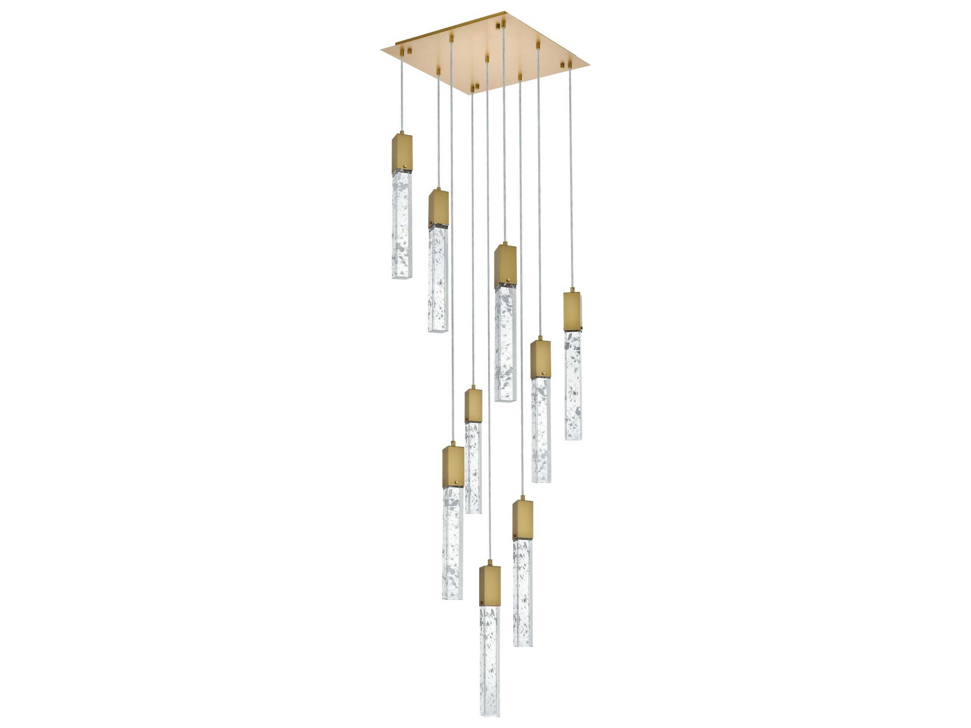 Elegant Lighting Aurora 9-Light Satin Gold Linear Pendant