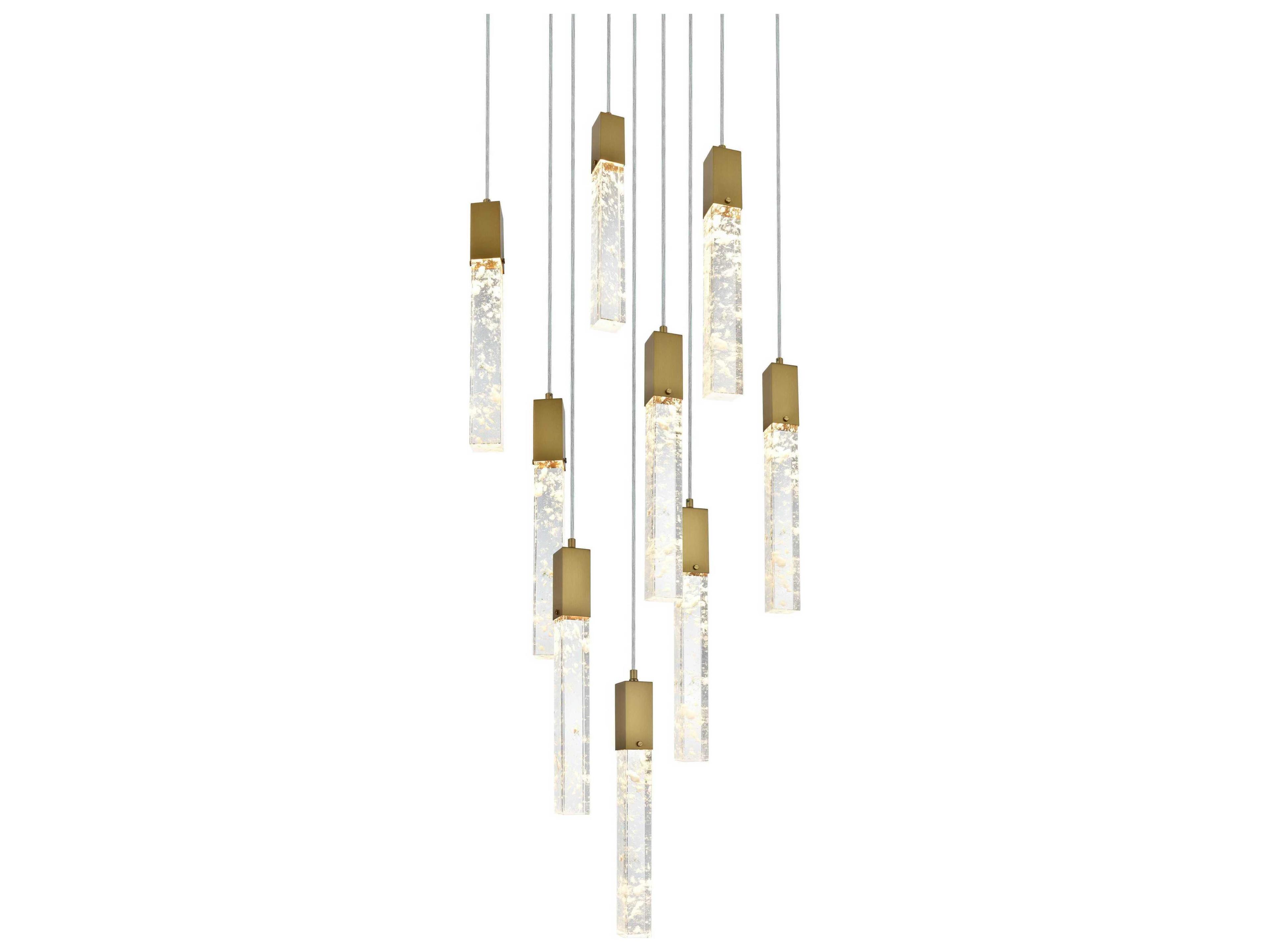 Elegant Lighting Aurora 9-Light Satin Gold Linear Pendant