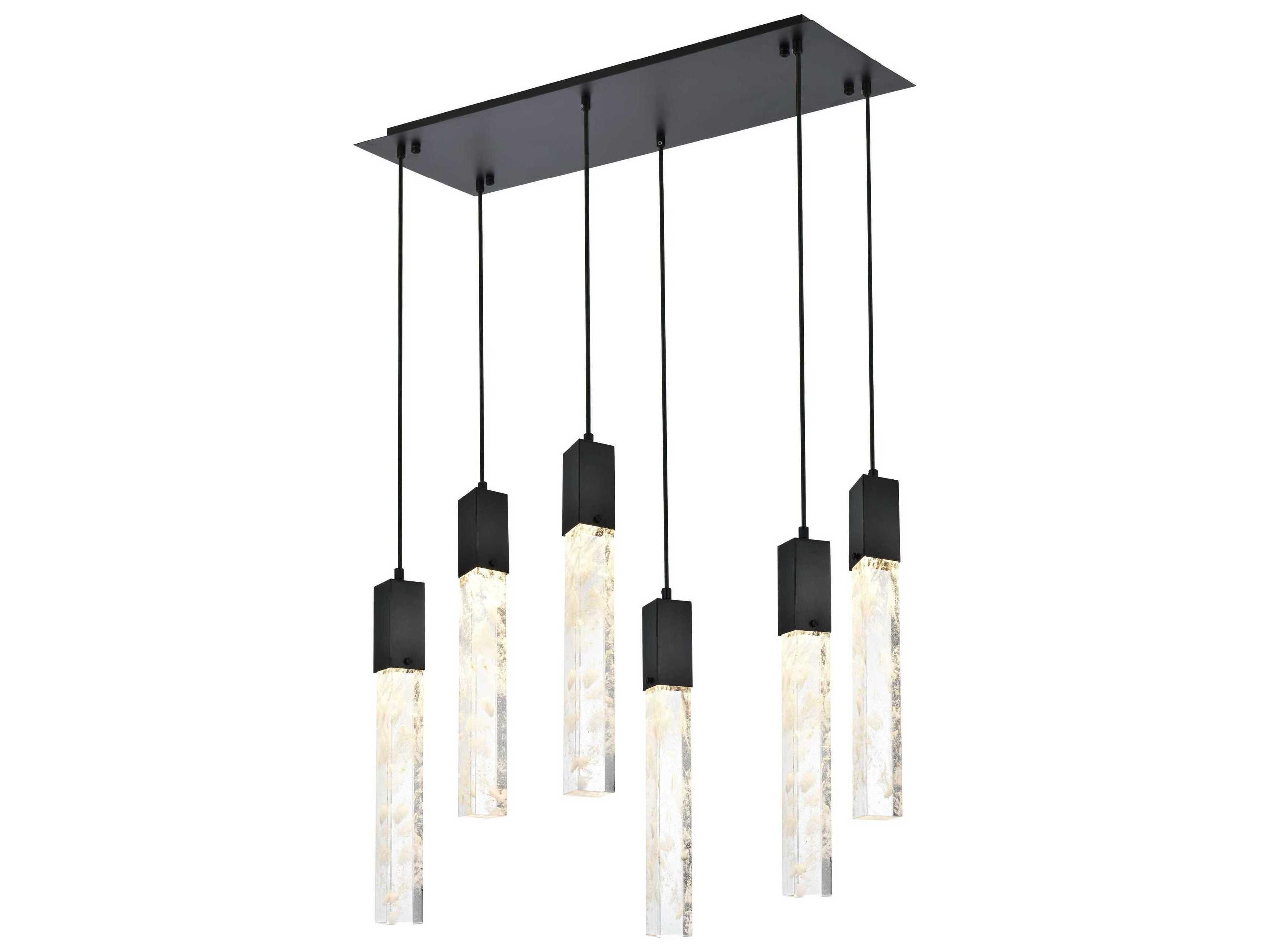 Aurora 6-Light Black Linear Island Pendant