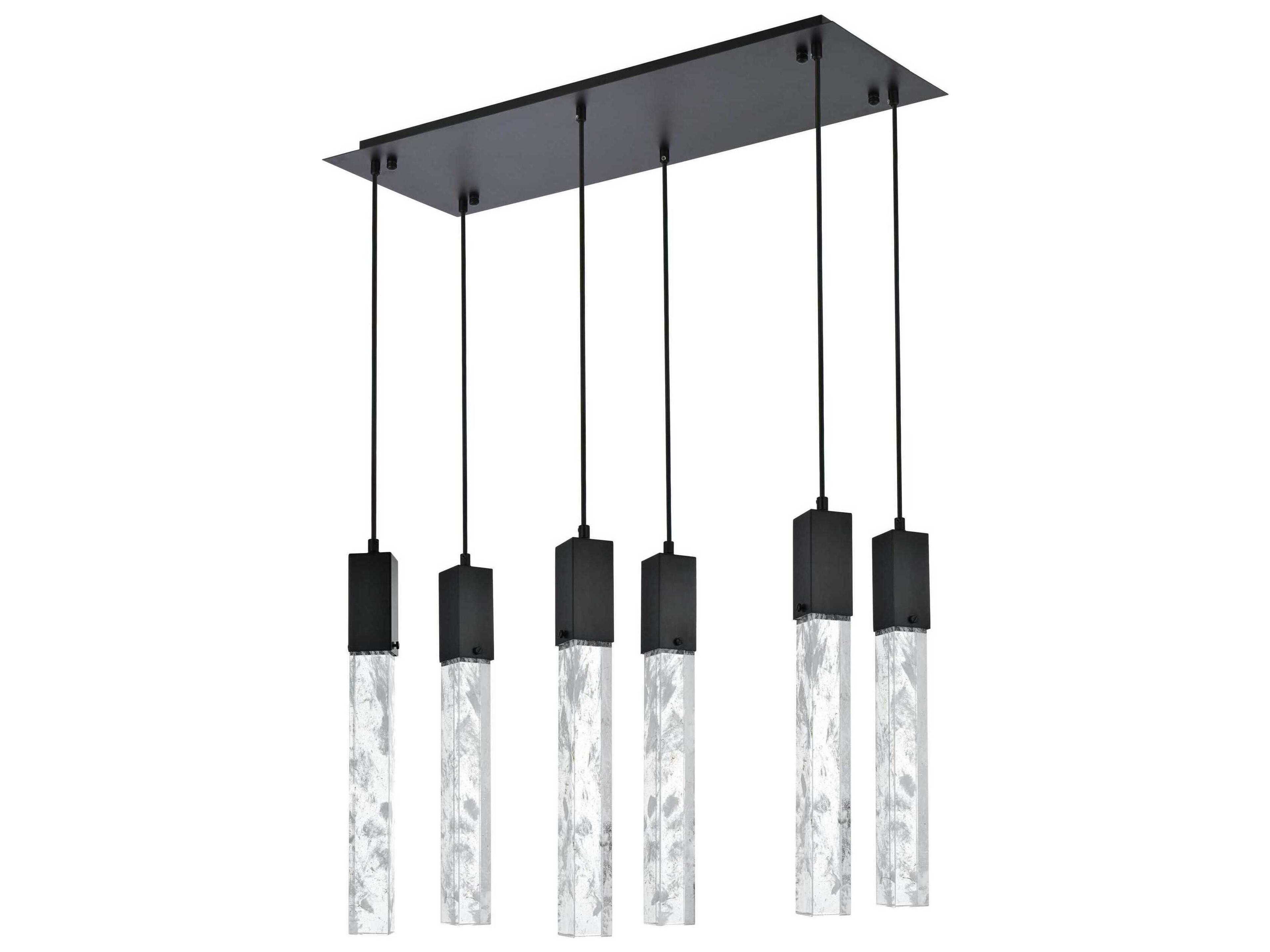 Elegant Lighting Aurora 6-Light Black Linear Island Pendant