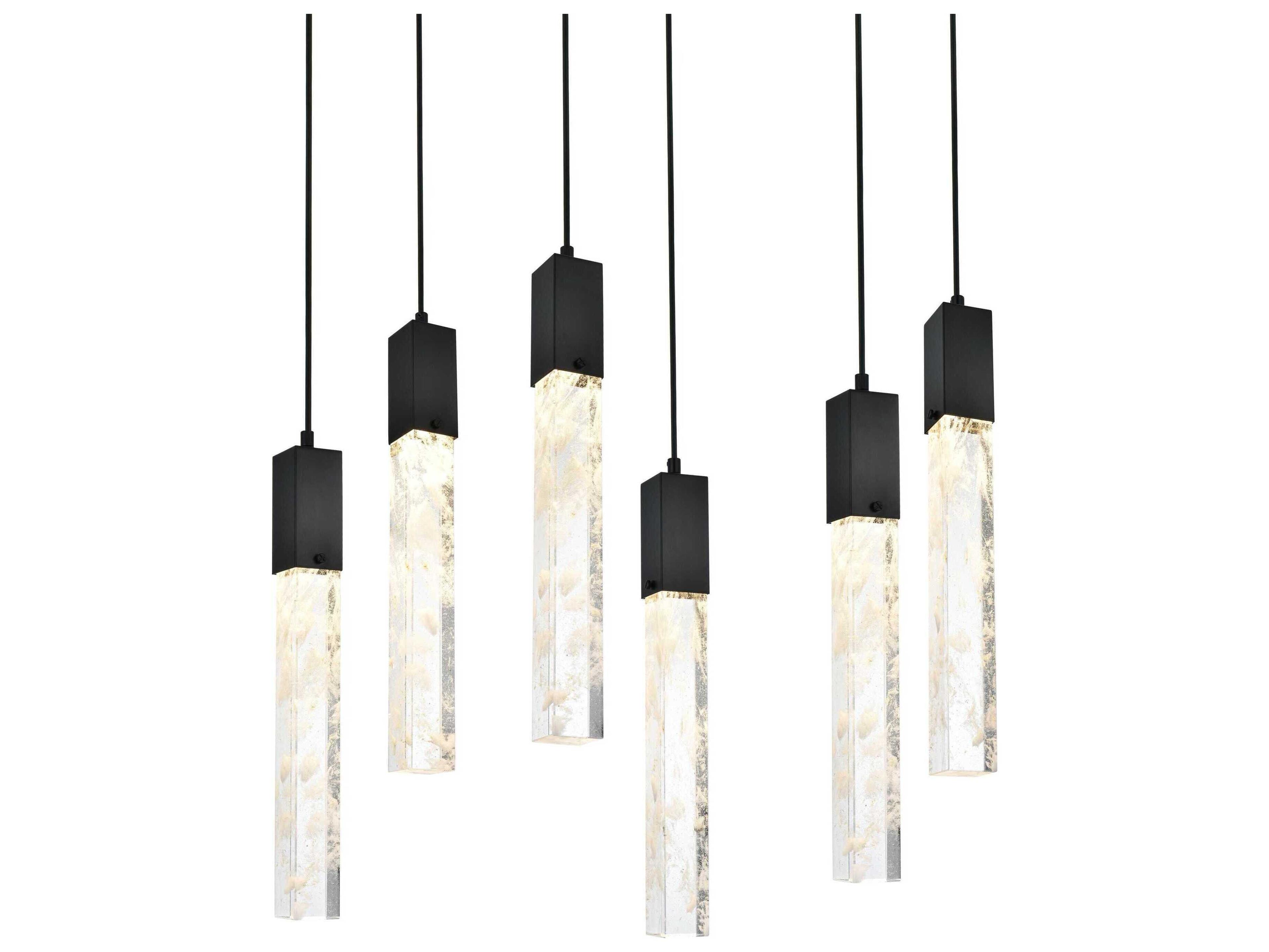 Elegant Lighting Aurora 6-Light Black Linear Island Pendant