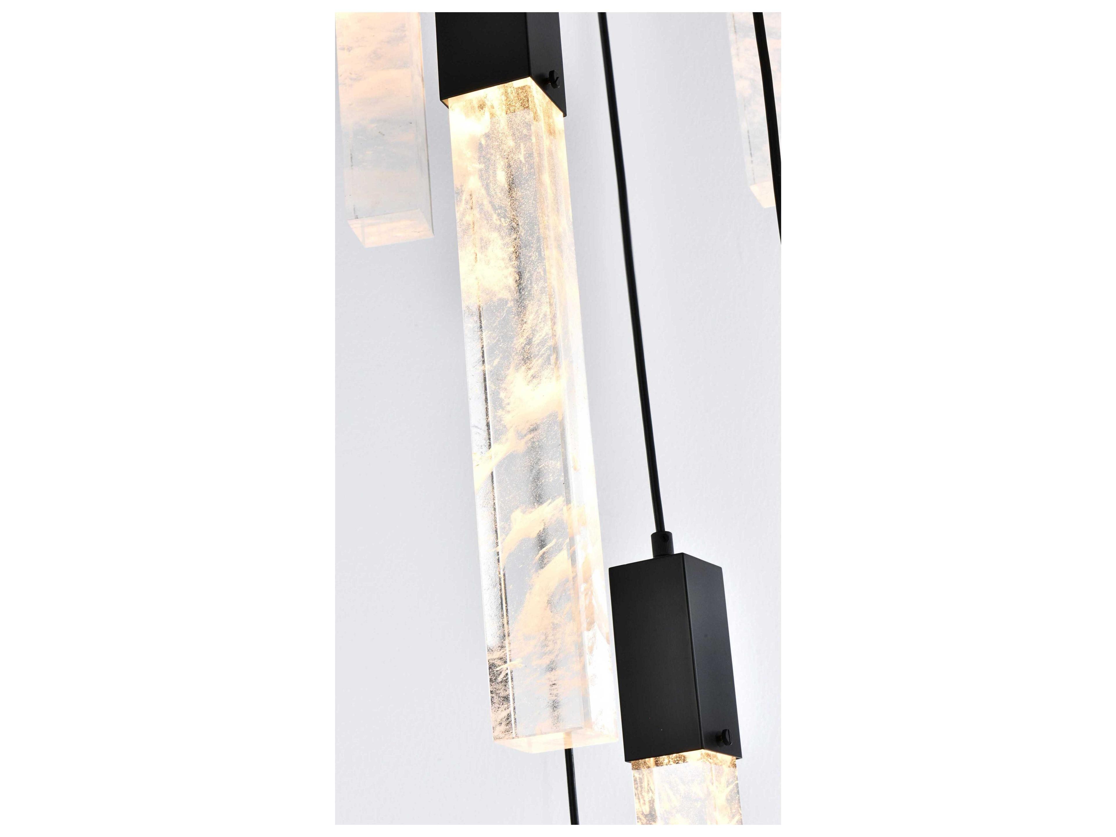Elegant Lighting Aurora 6-Light Black Linear Island Pendant