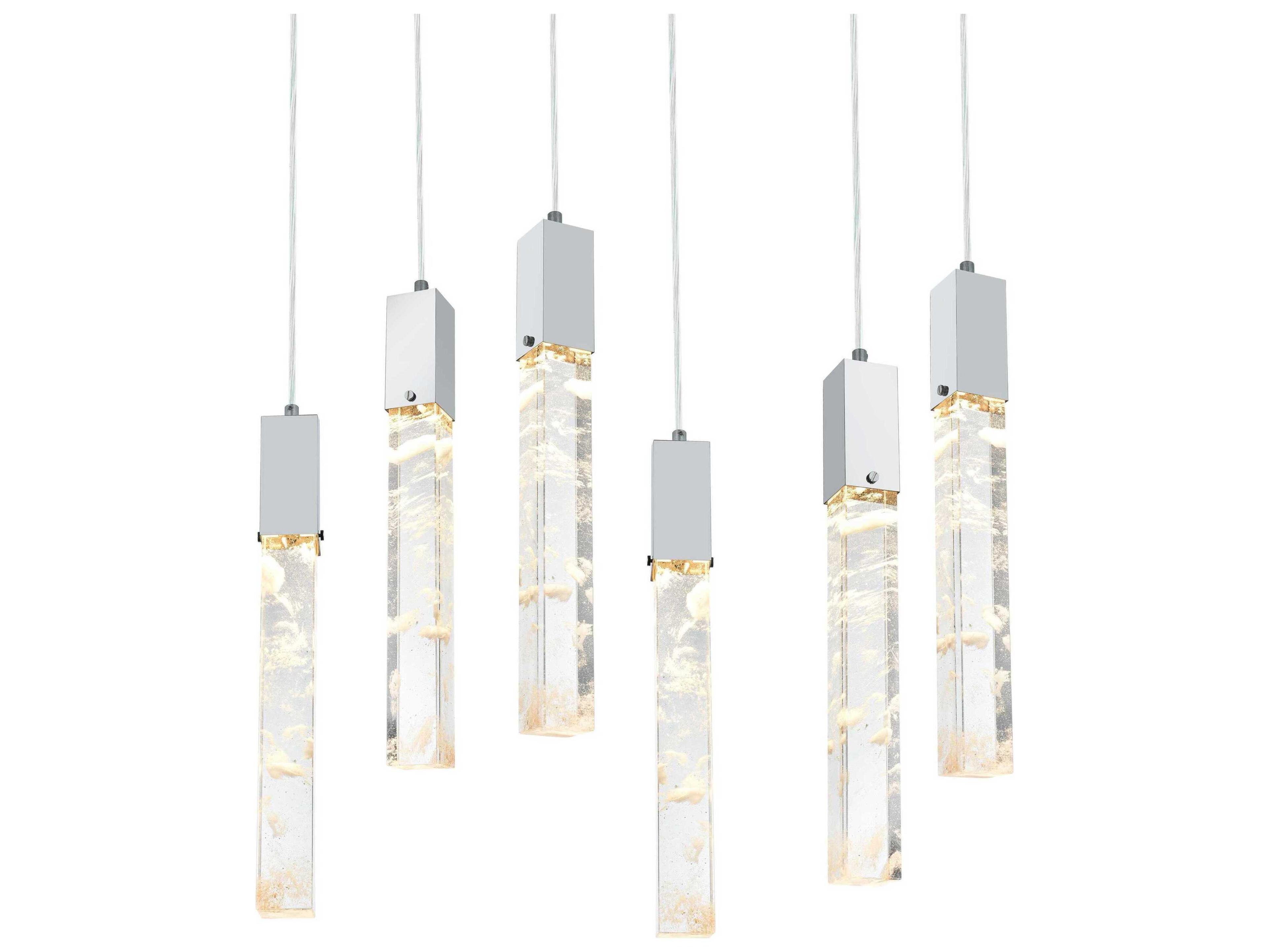 Elegant Lighting Aurora 6-Light Chrome Linear Island Pendant