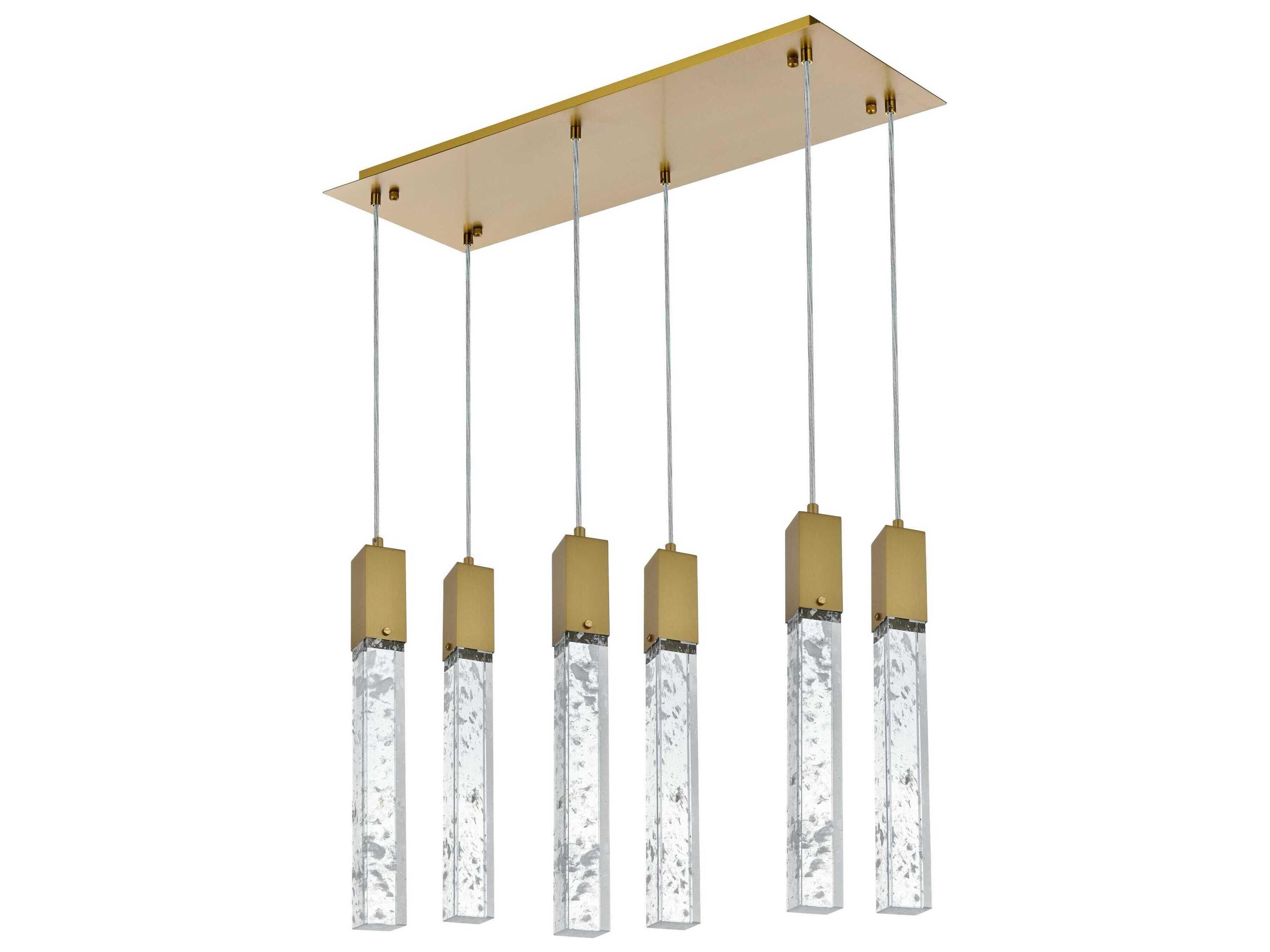 Elegant Lighting Aurora 6-Light Satin Gold Linear Island Pendant