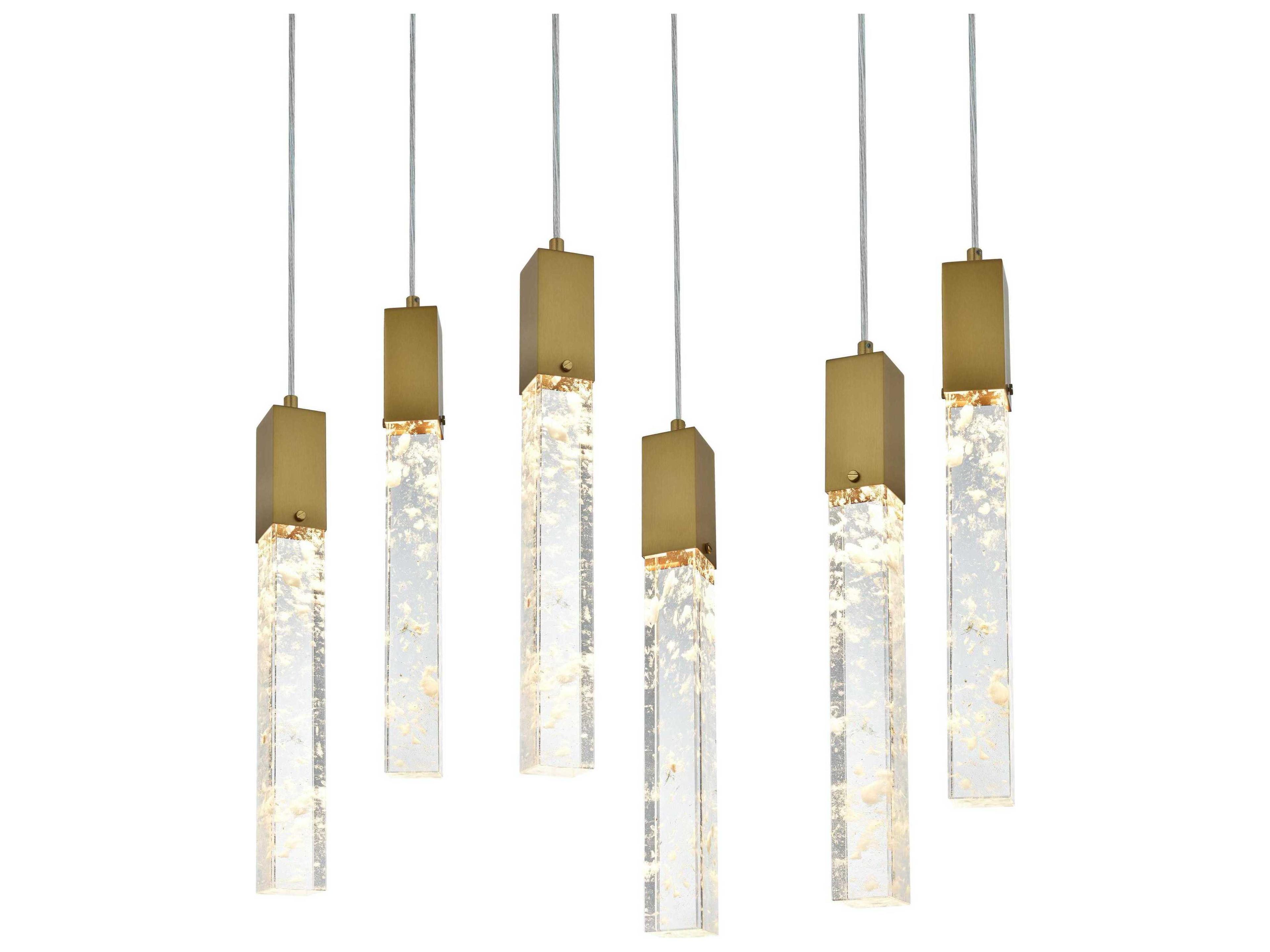 Elegant Lighting Aurora 6-Light Satin Gold Linear Island Pendant