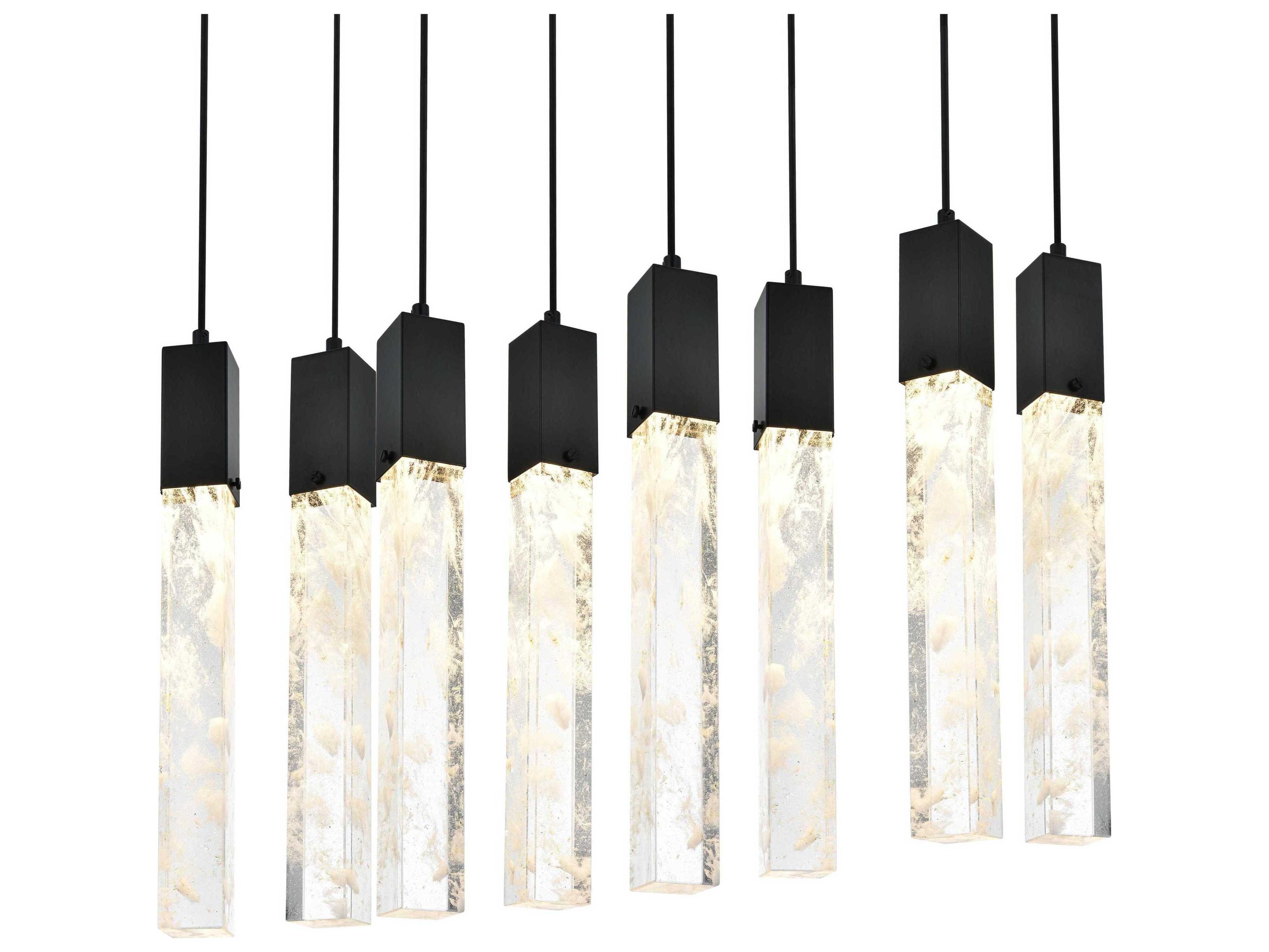 Elegant Lighting Aurora 8-Light Black Linear Island Pendant