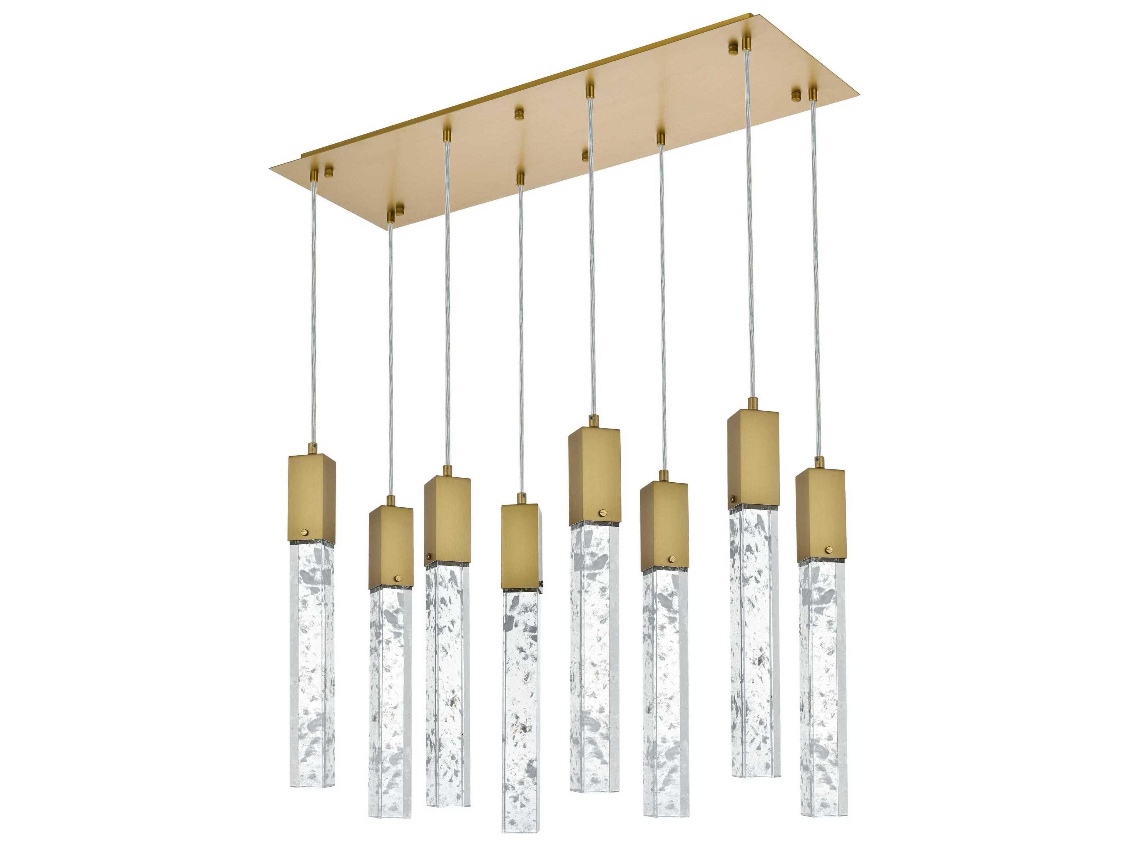 Elegant Lighting Aurora 8-Light Satin Gold Linear Island Pendant