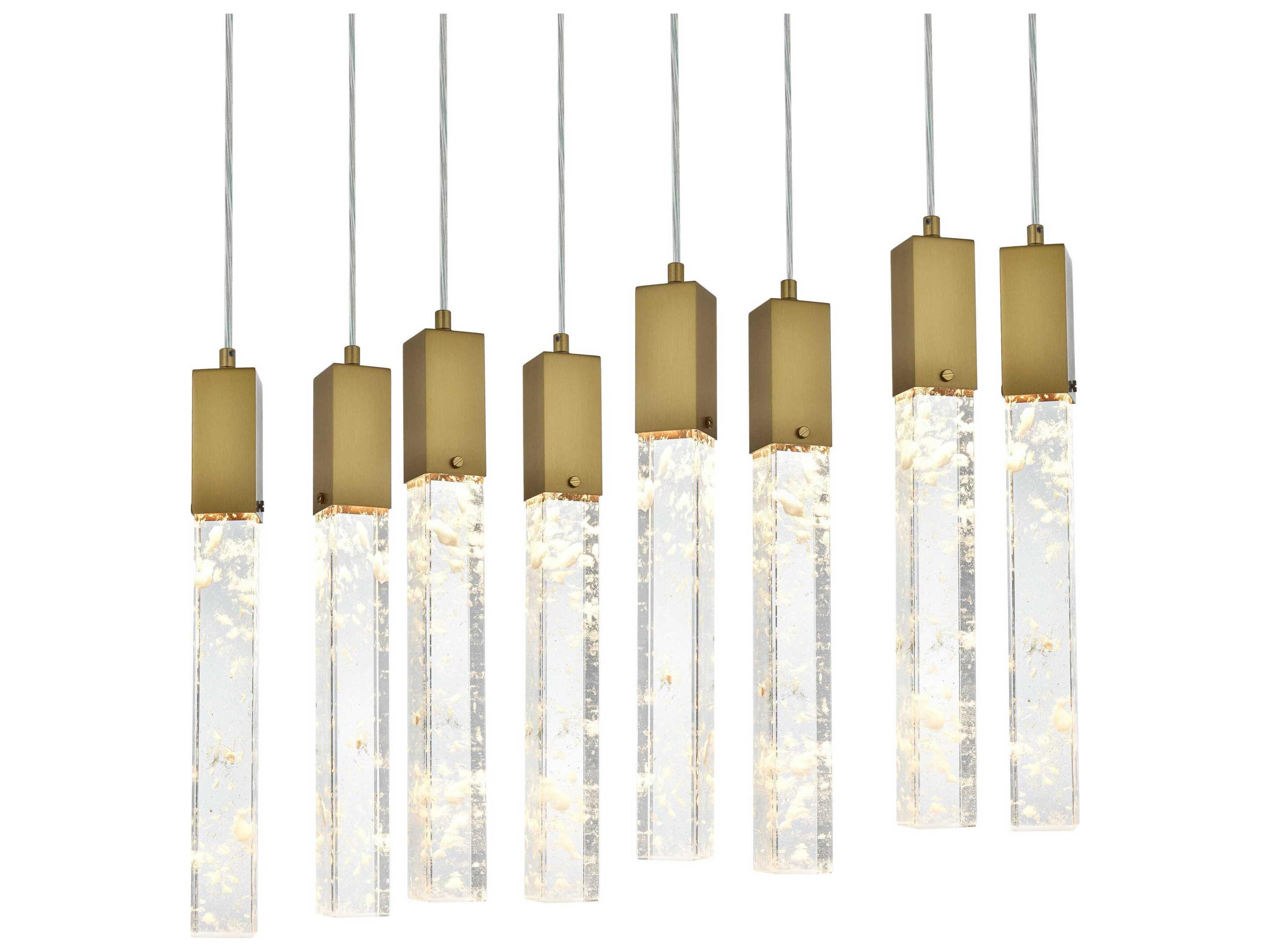 Elegant Lighting Aurora 8-Light Satin Gold Linear Island Pendant