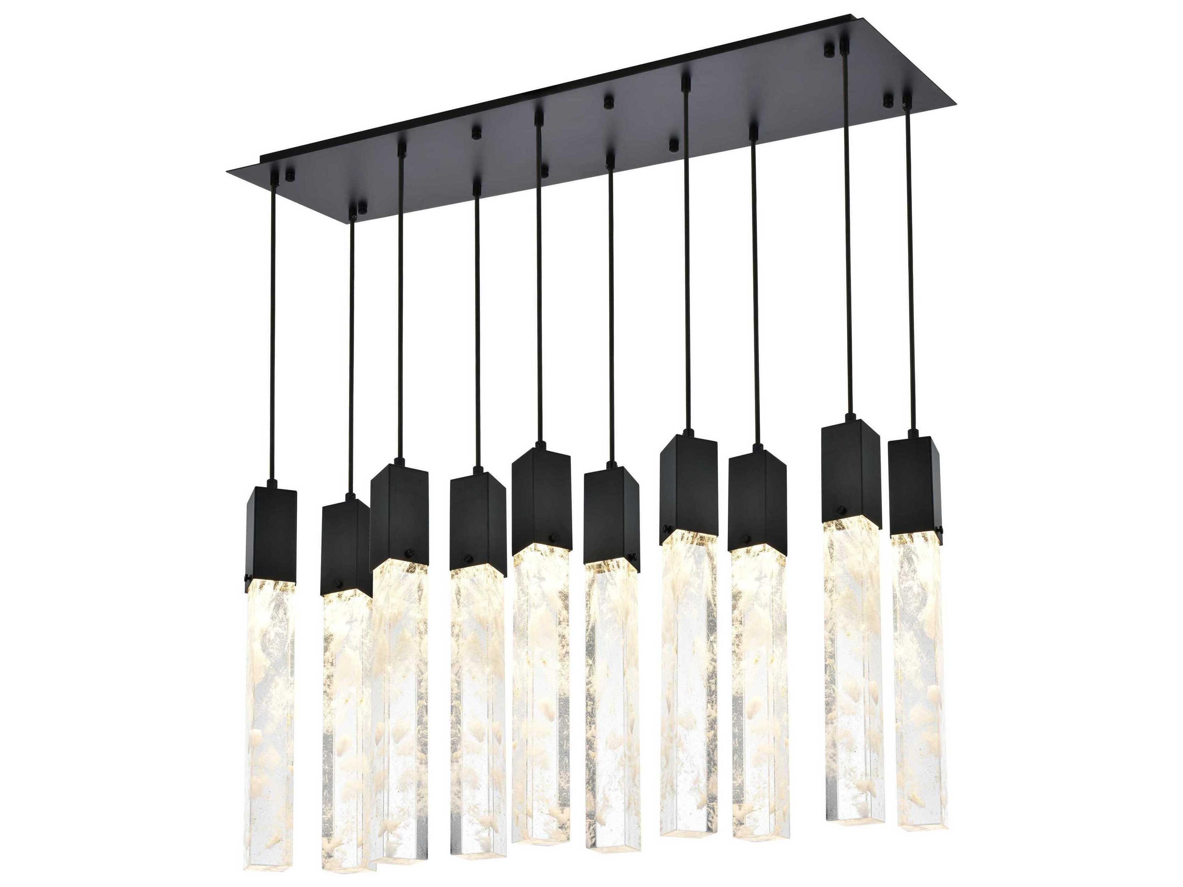 Aurora 10-Light Black Linear Island Pendant