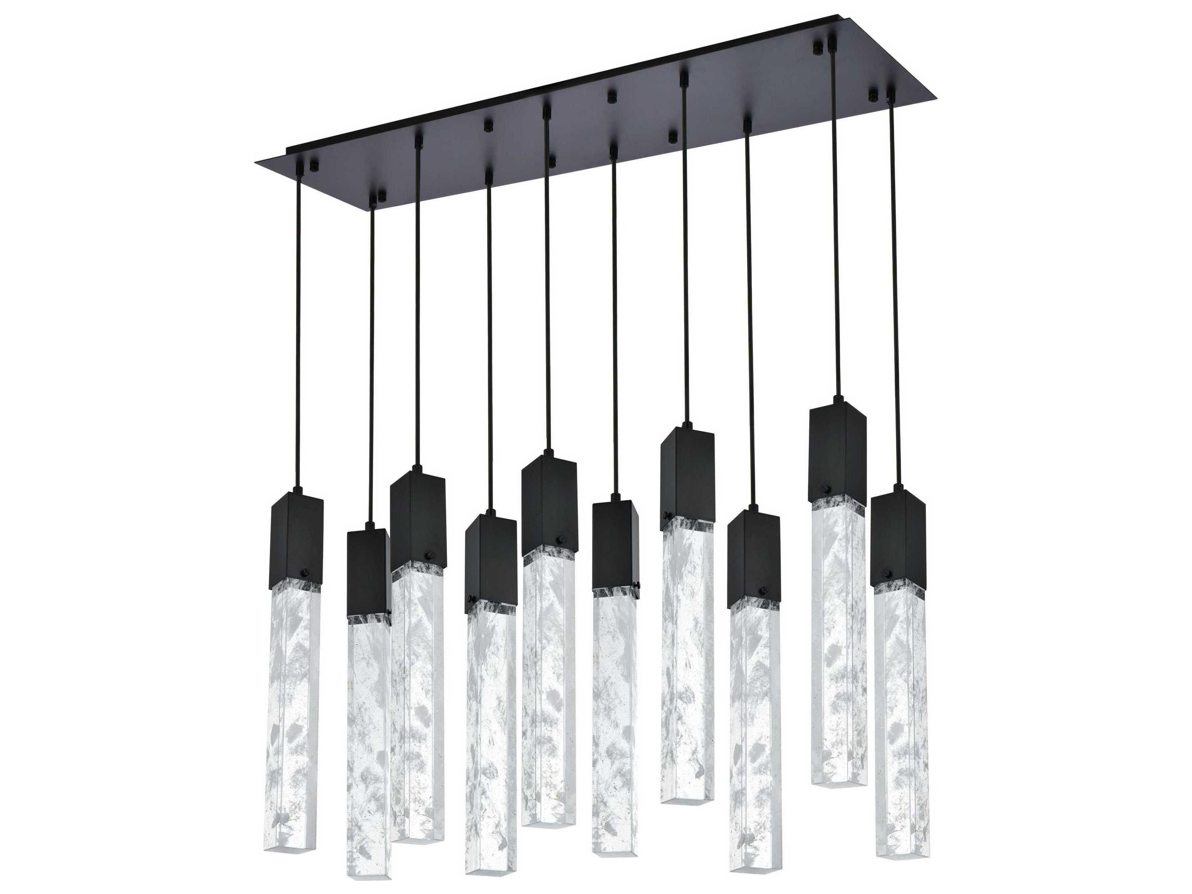 Elegant Lighting Aurora 10-Light Black Linear Island Pendant