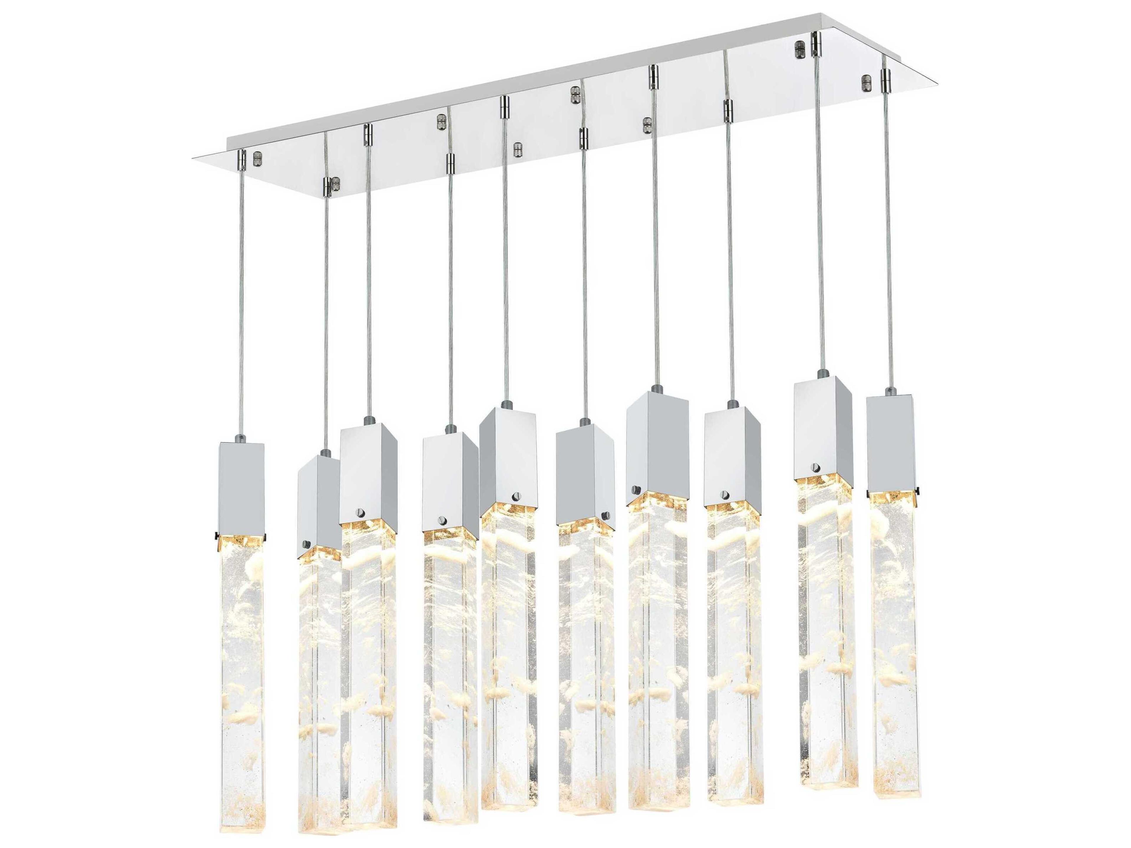 Aurora 10-Light Chrome Linear Island Pendant