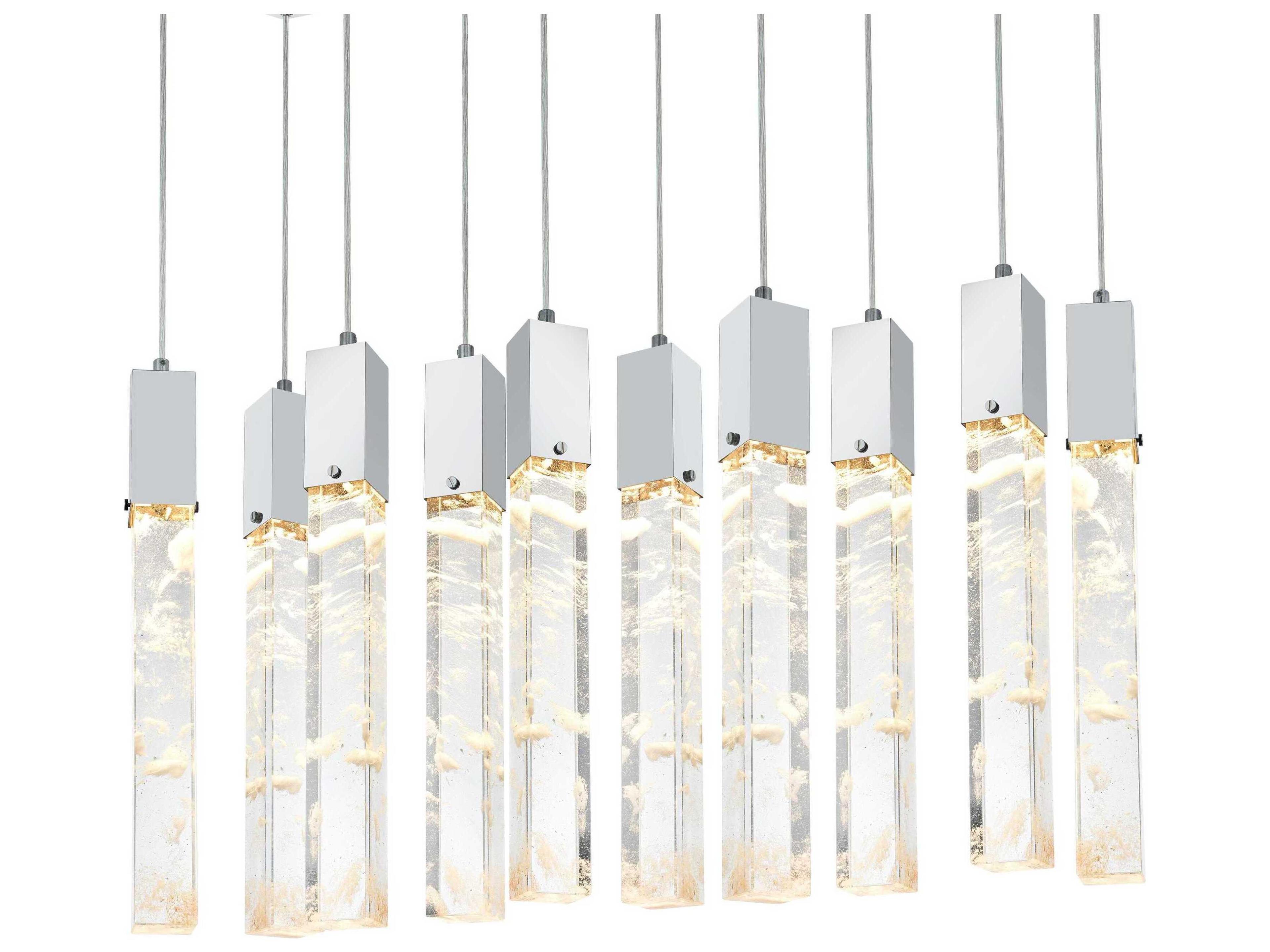 Elegant Lighting Aurora 10-Light Chrome Linear Island Pendant
