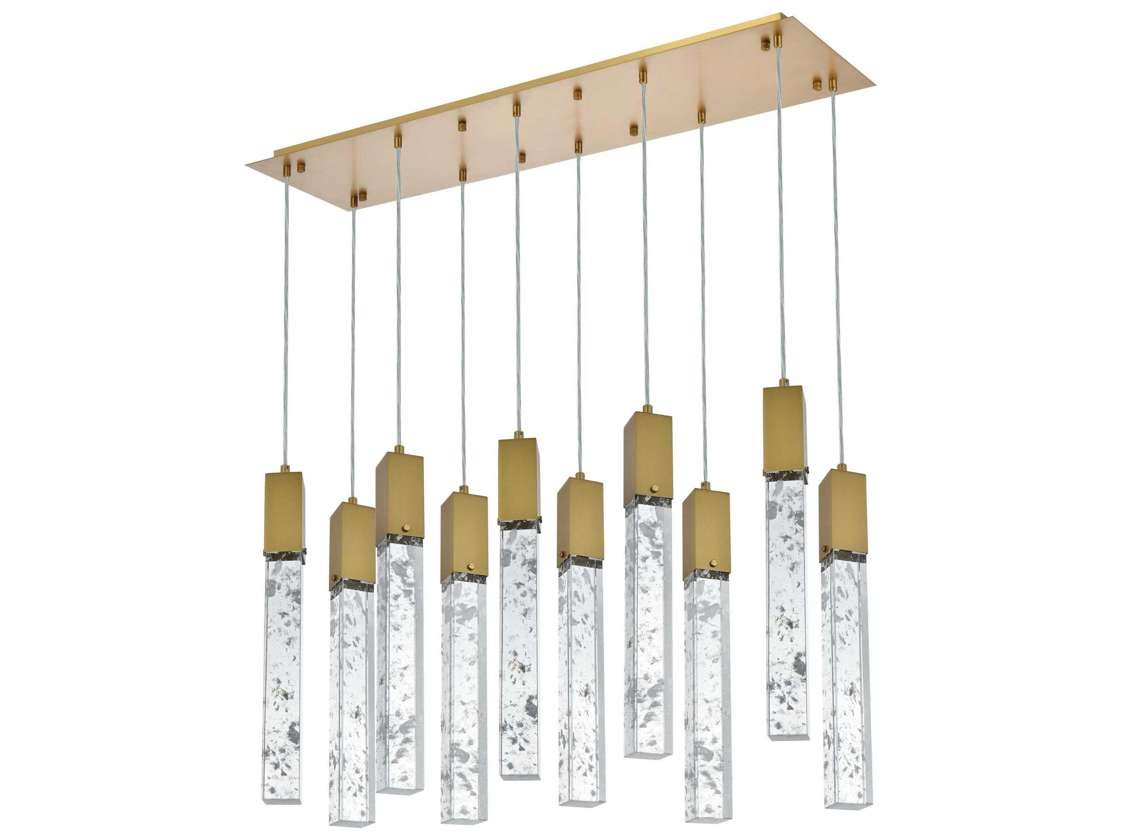 Elegant Lighting Aurora 10-Light Satin Gold Linear Island Pendant