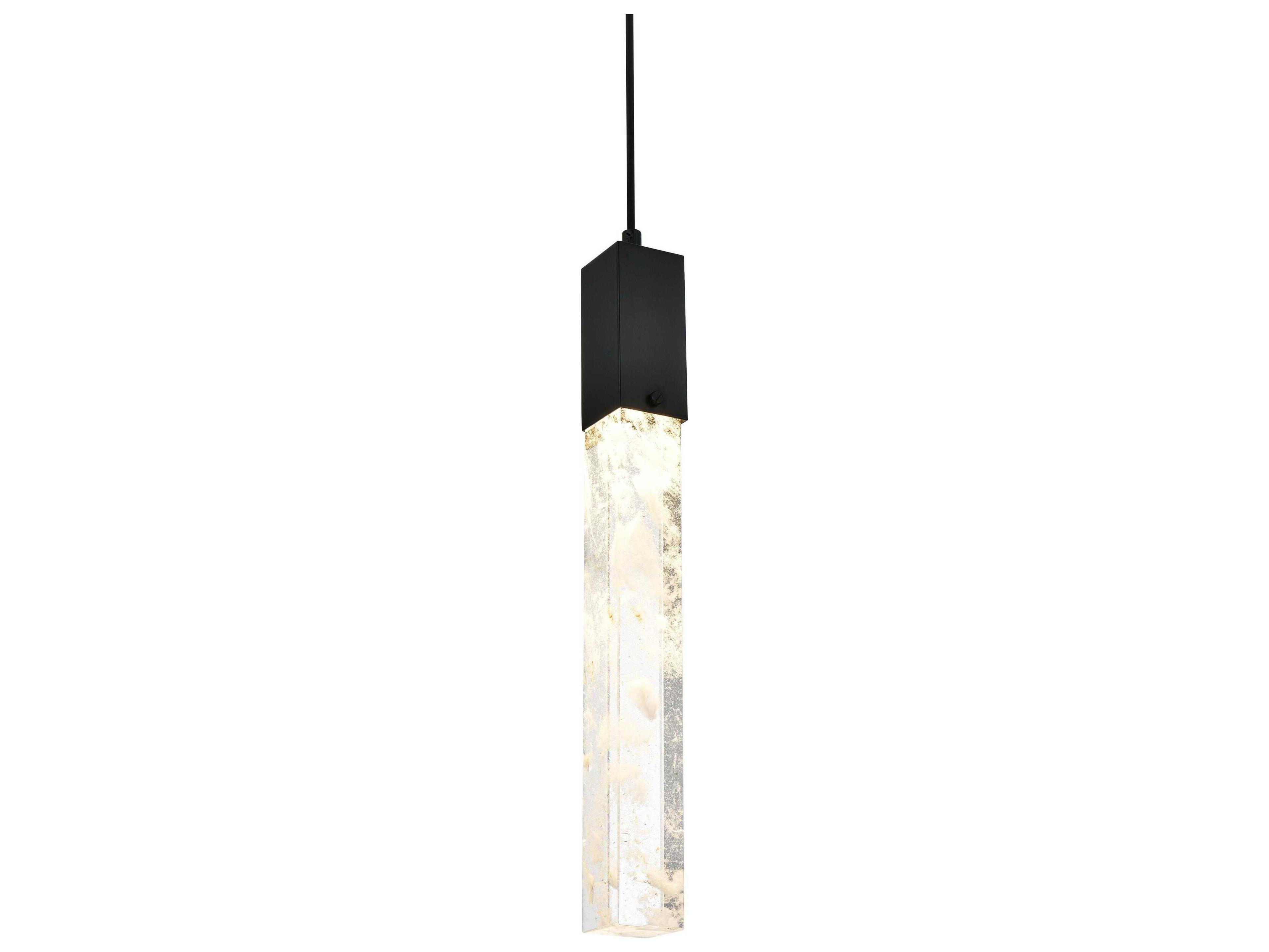 Elegant Lighting Aurora 1-Light Black Linear Mini Pendant