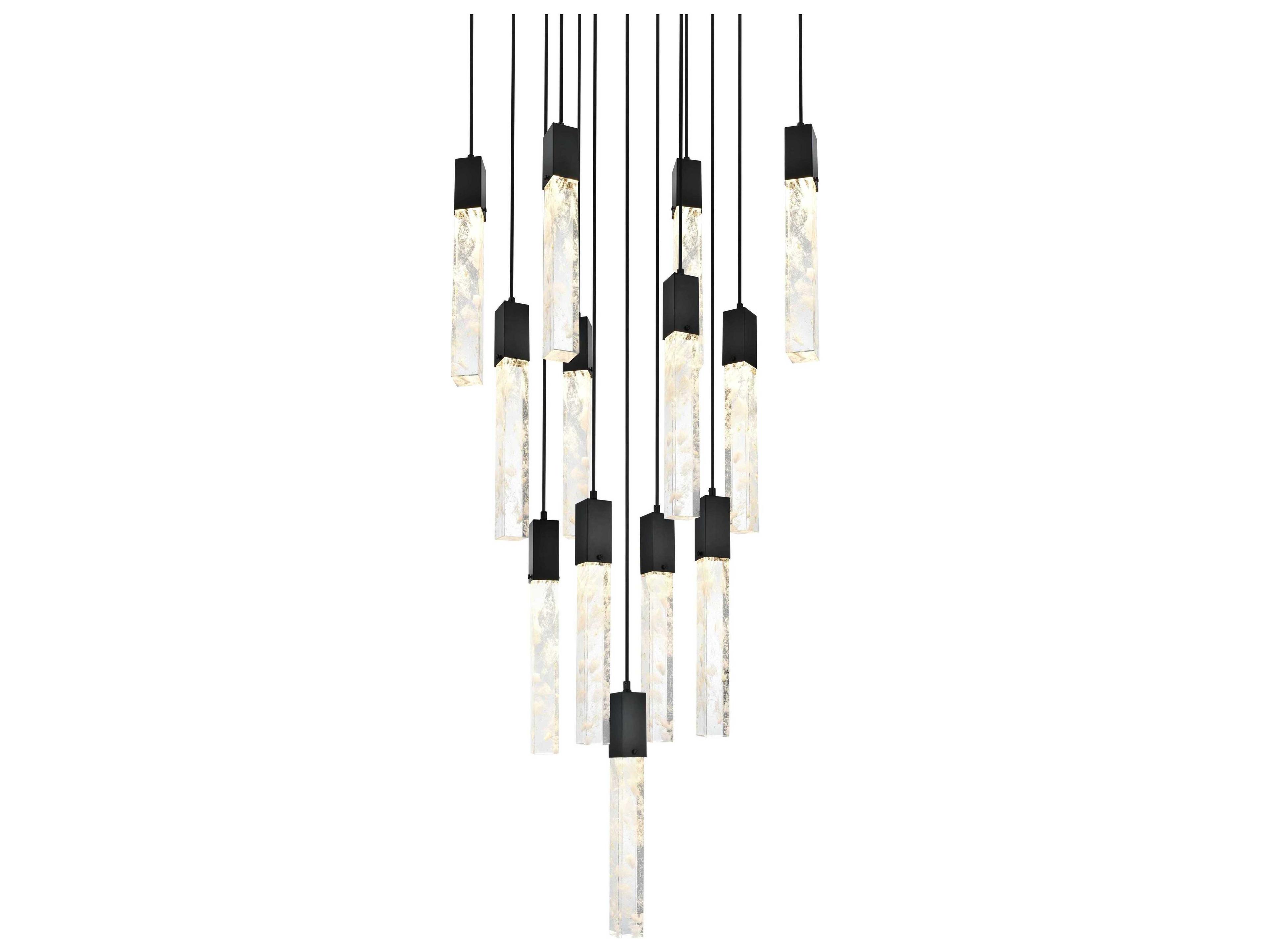 Elegant Lighting Aurora 13-Light Black Linear Pendant