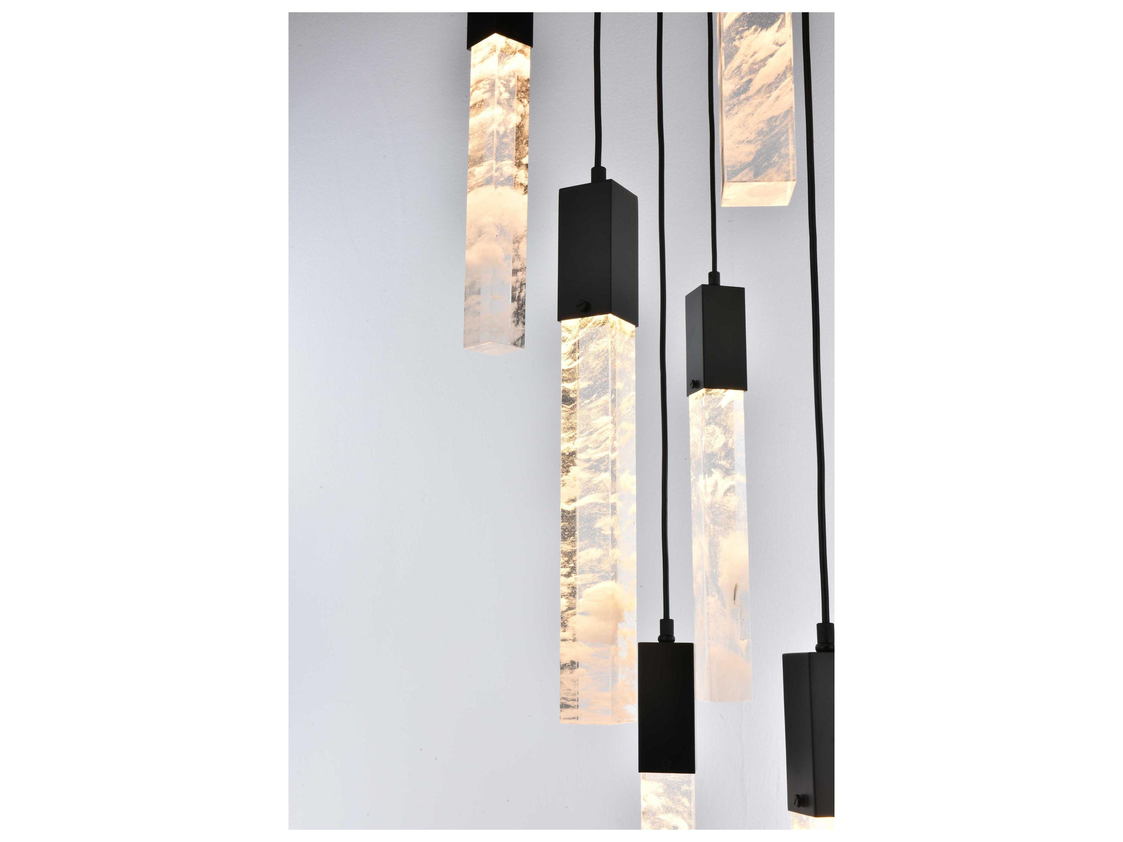 Elegant Lighting Aurora 13-Light Black Linear Pendant