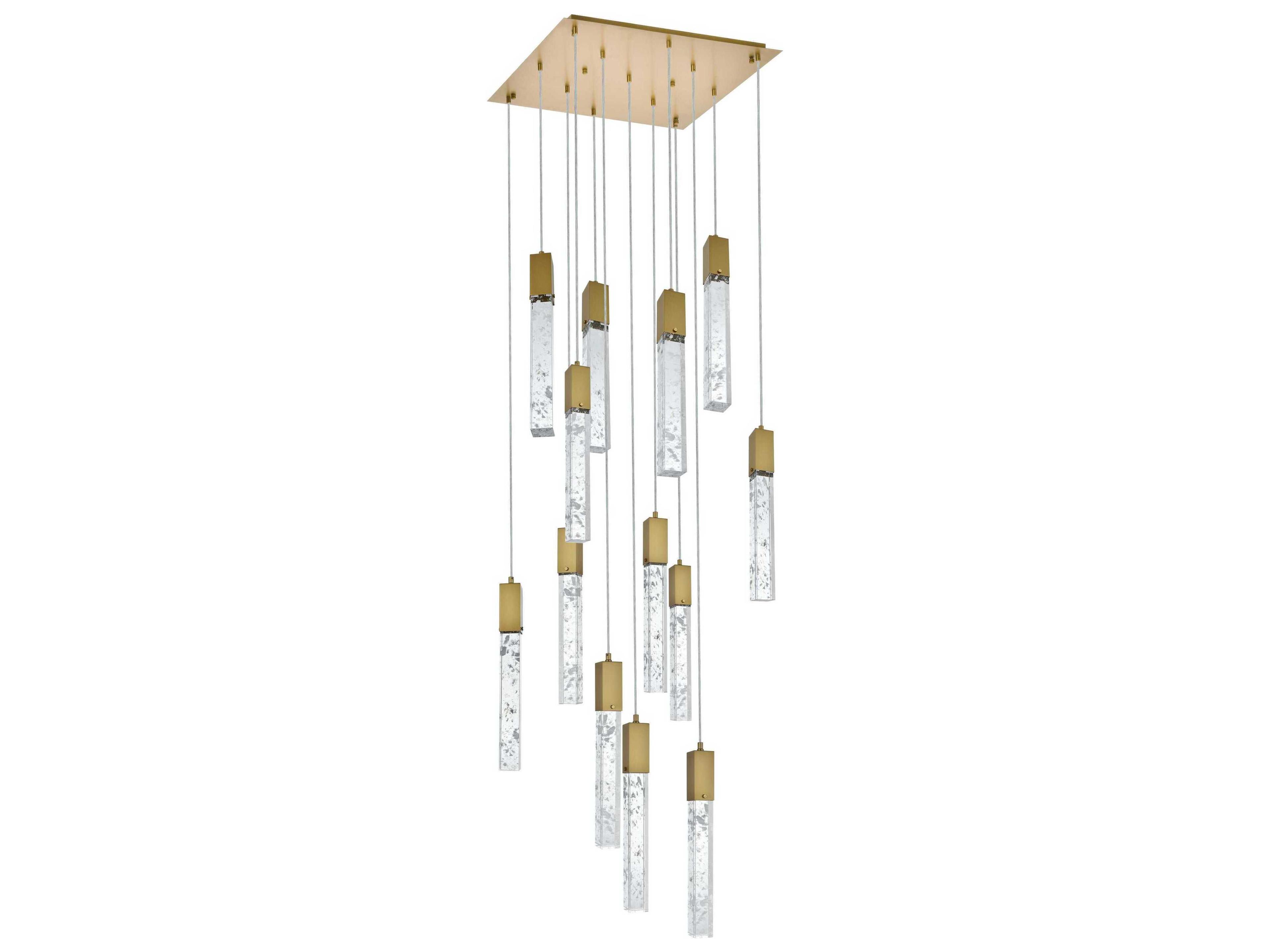 Elegant Lighting Aurora 13-Light Satin Gold Linear Pendant