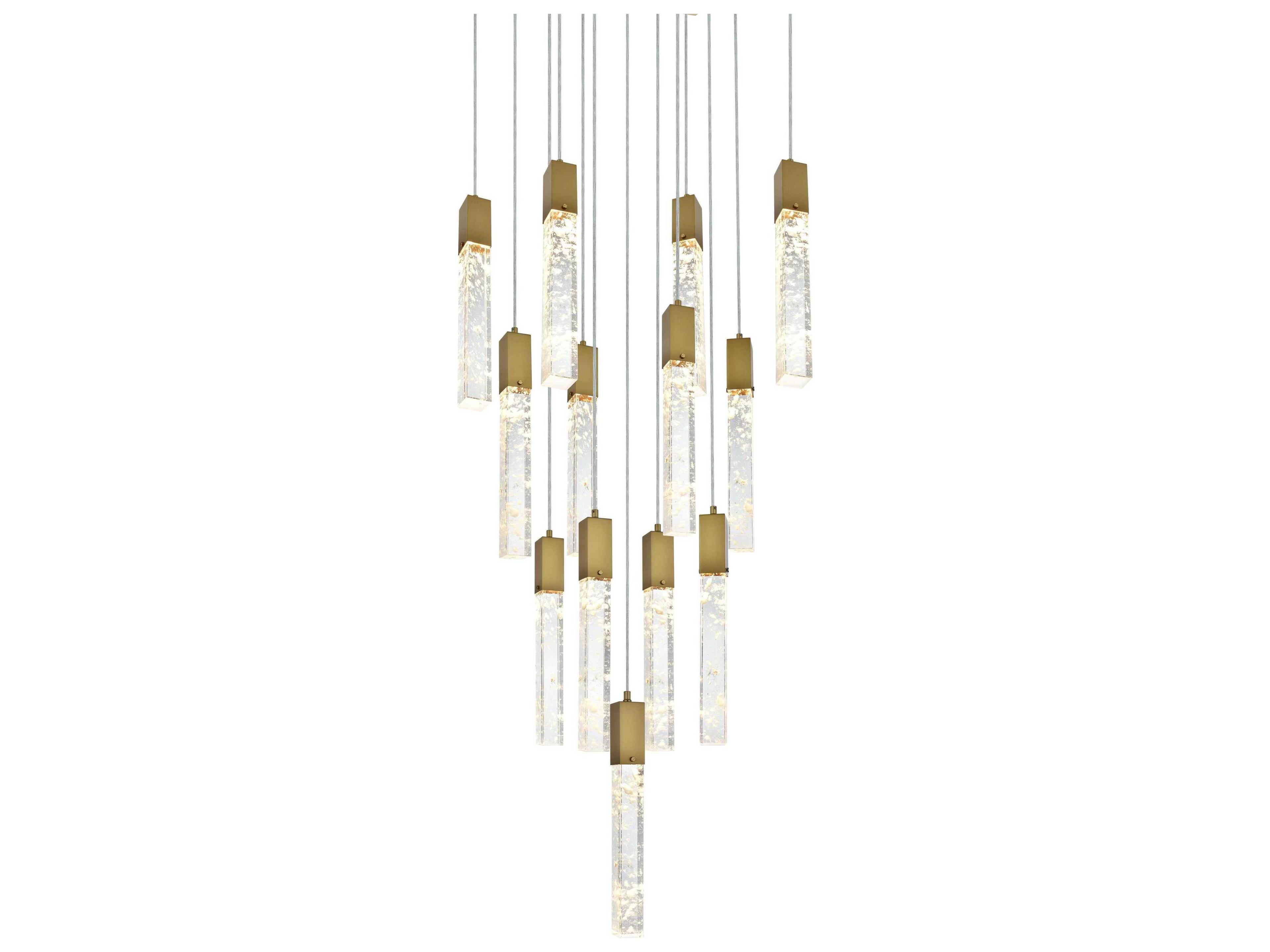 Elegant Lighting Aurora 13-Light Satin Gold Linear Pendant