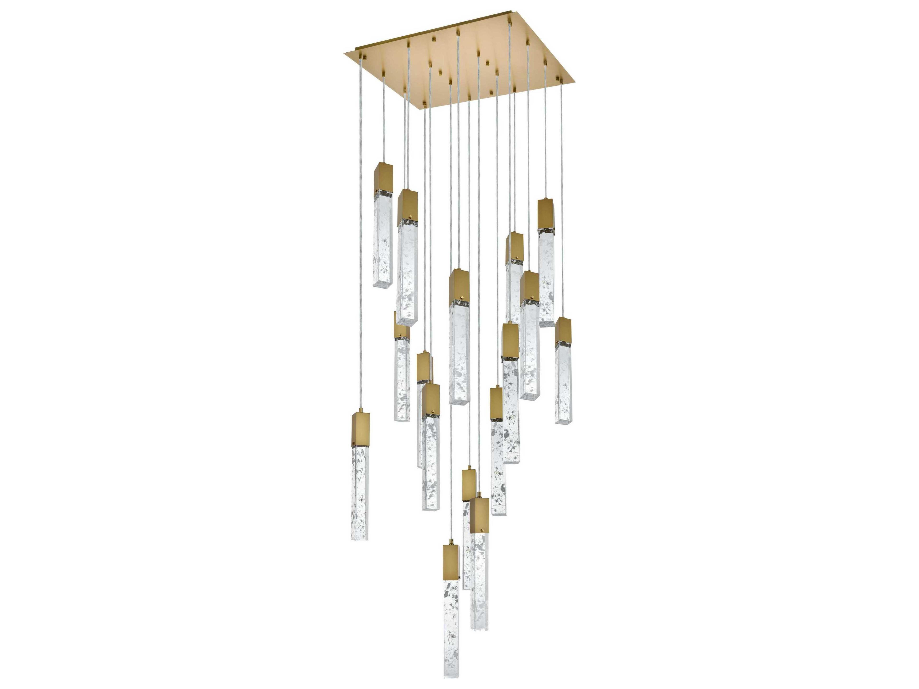 Elegant Lighting Aurora 16-Light Satin Gold Linear Pendant