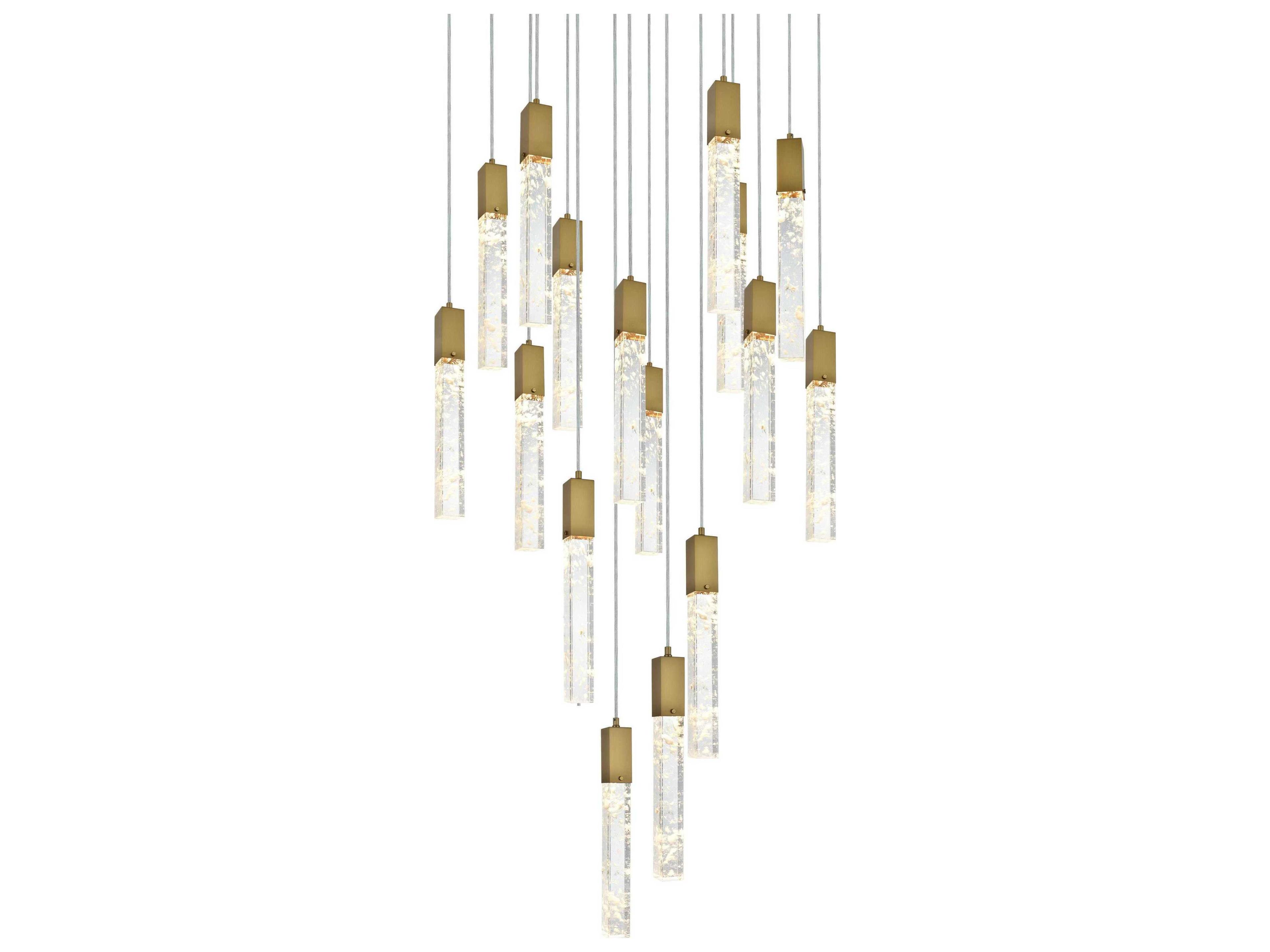 Elegant Lighting Aurora 16-Light Satin Gold Linear Pendant