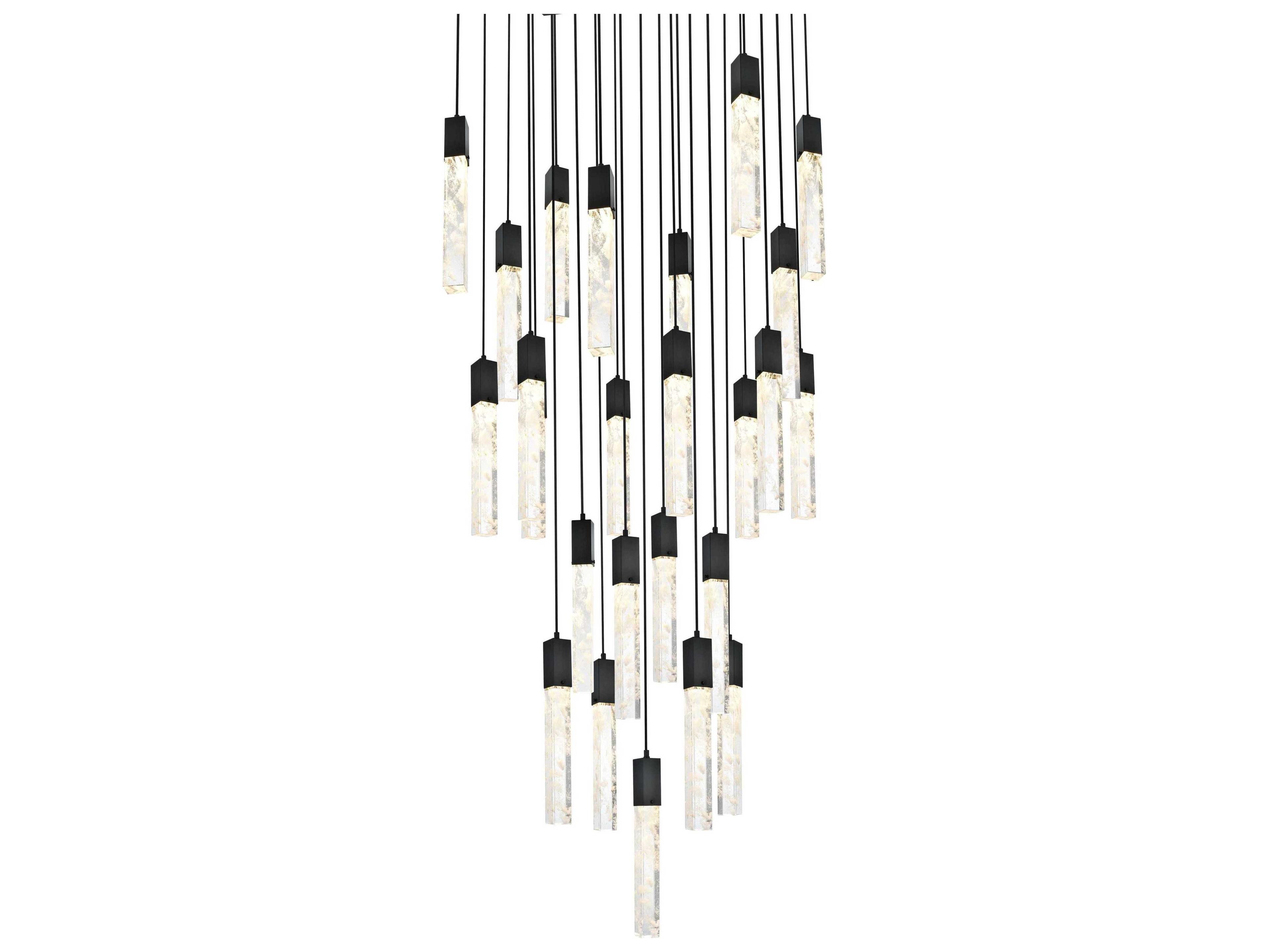Elegant Lighting Aurora 25-Light Black Linear Pendant