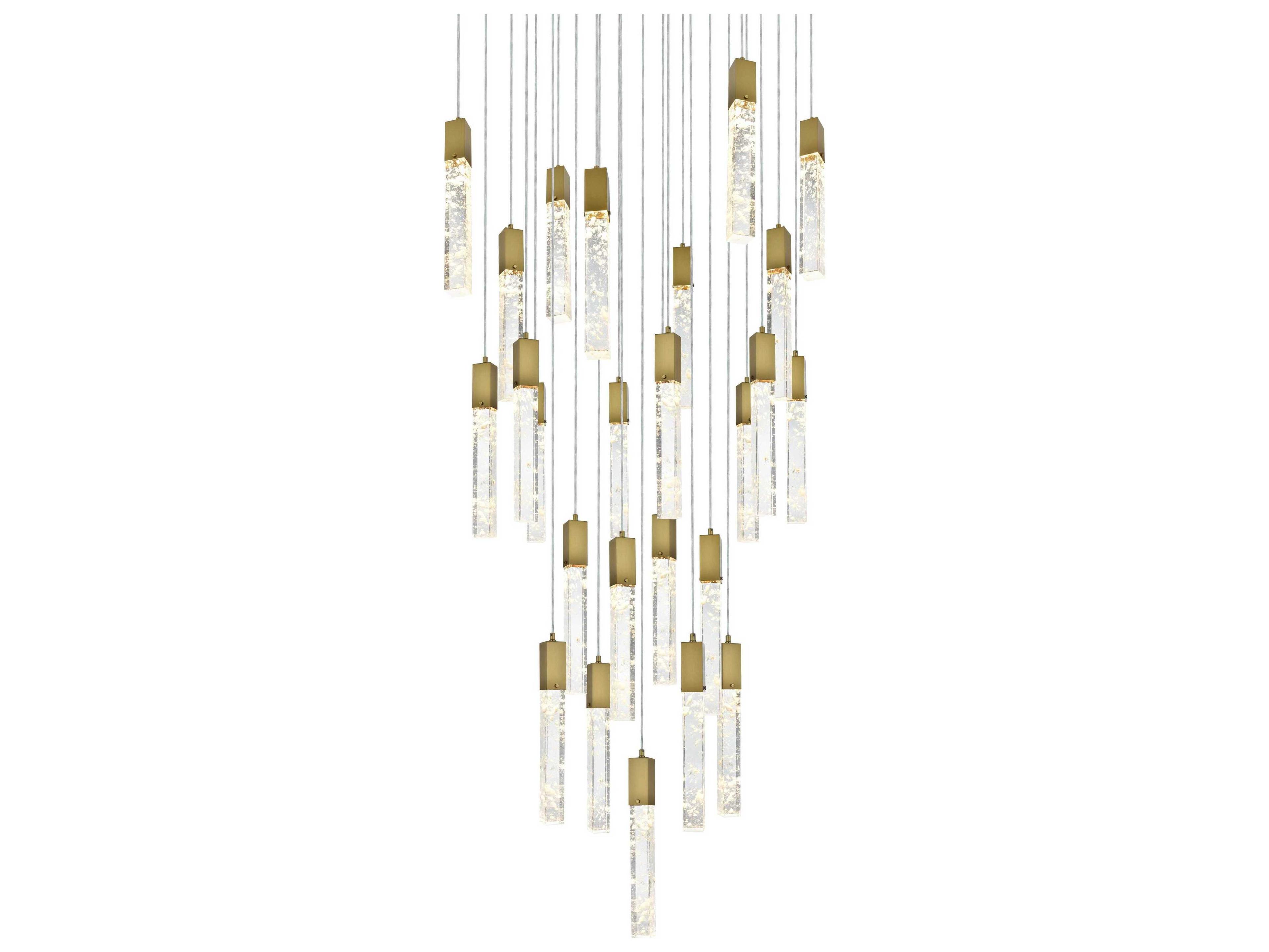 Elegant Lighting Aurora 25-Light Satin Gold Linear Pendant