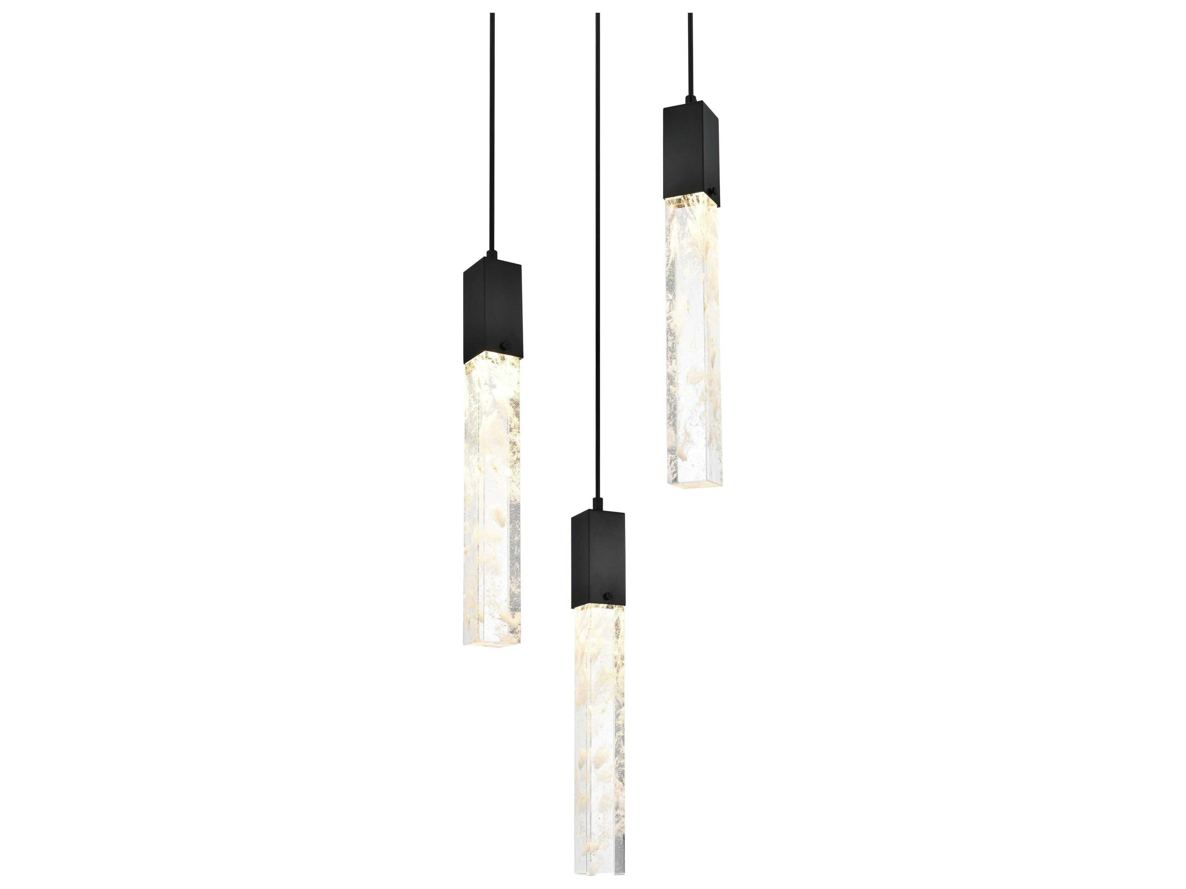 Elegant Lighting Aurora 3-Light Black Linear Pendant