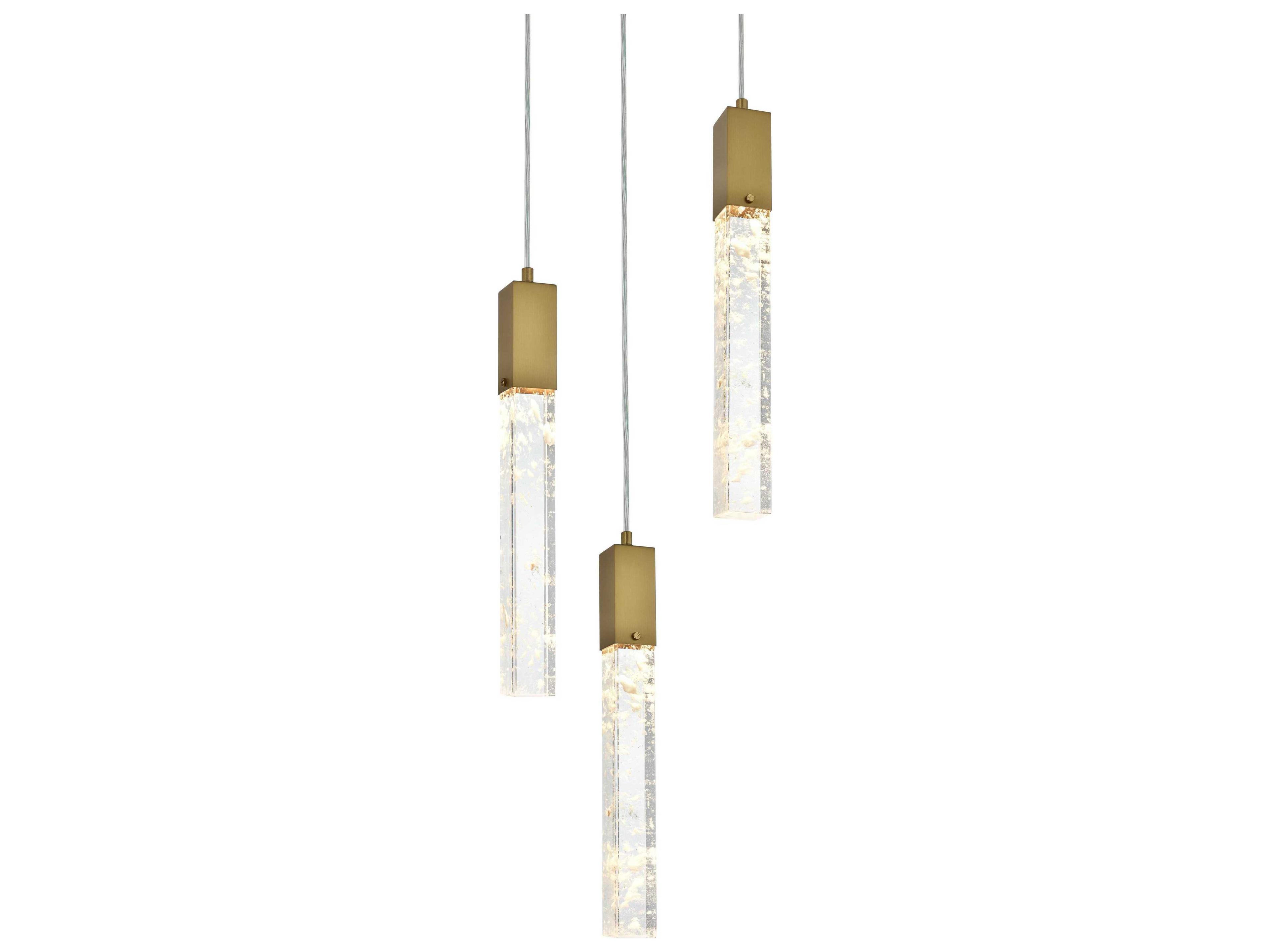 Elegant Lighting Aurora 3-Light Satin Gold Linear Pendant