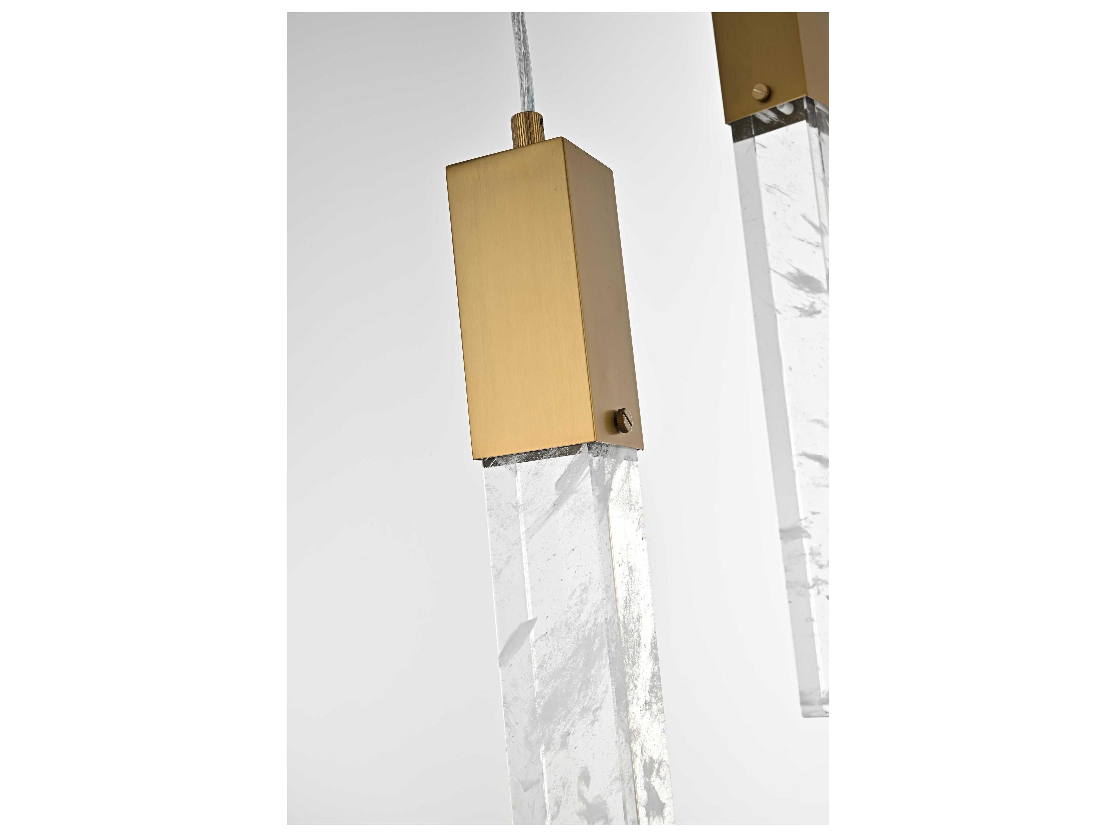 Elegant Lighting Aurora 3-Light Satin Gold Linear Pendant