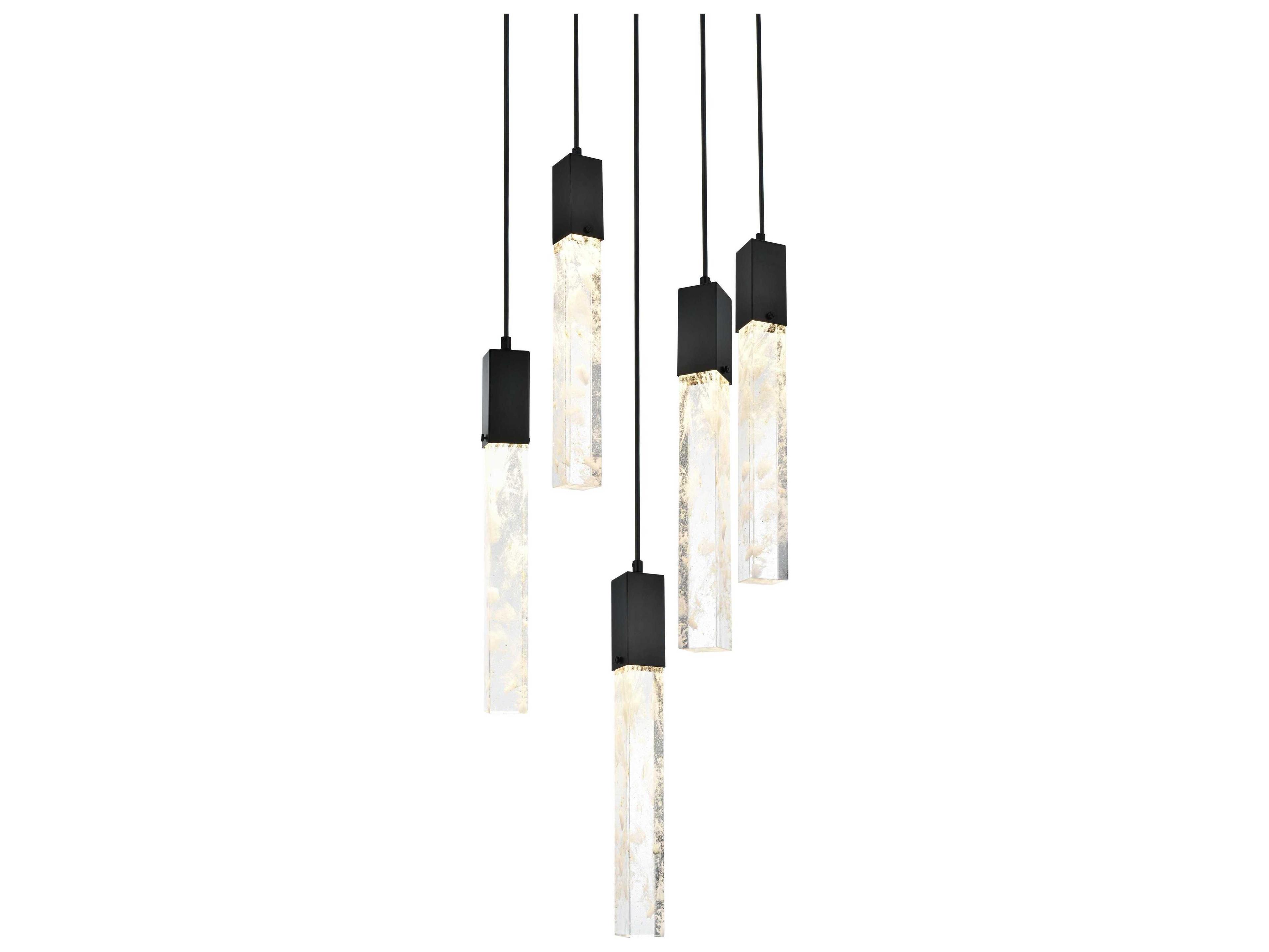 Elegant Lighting Aurora 5-Light Black Linear Pendant