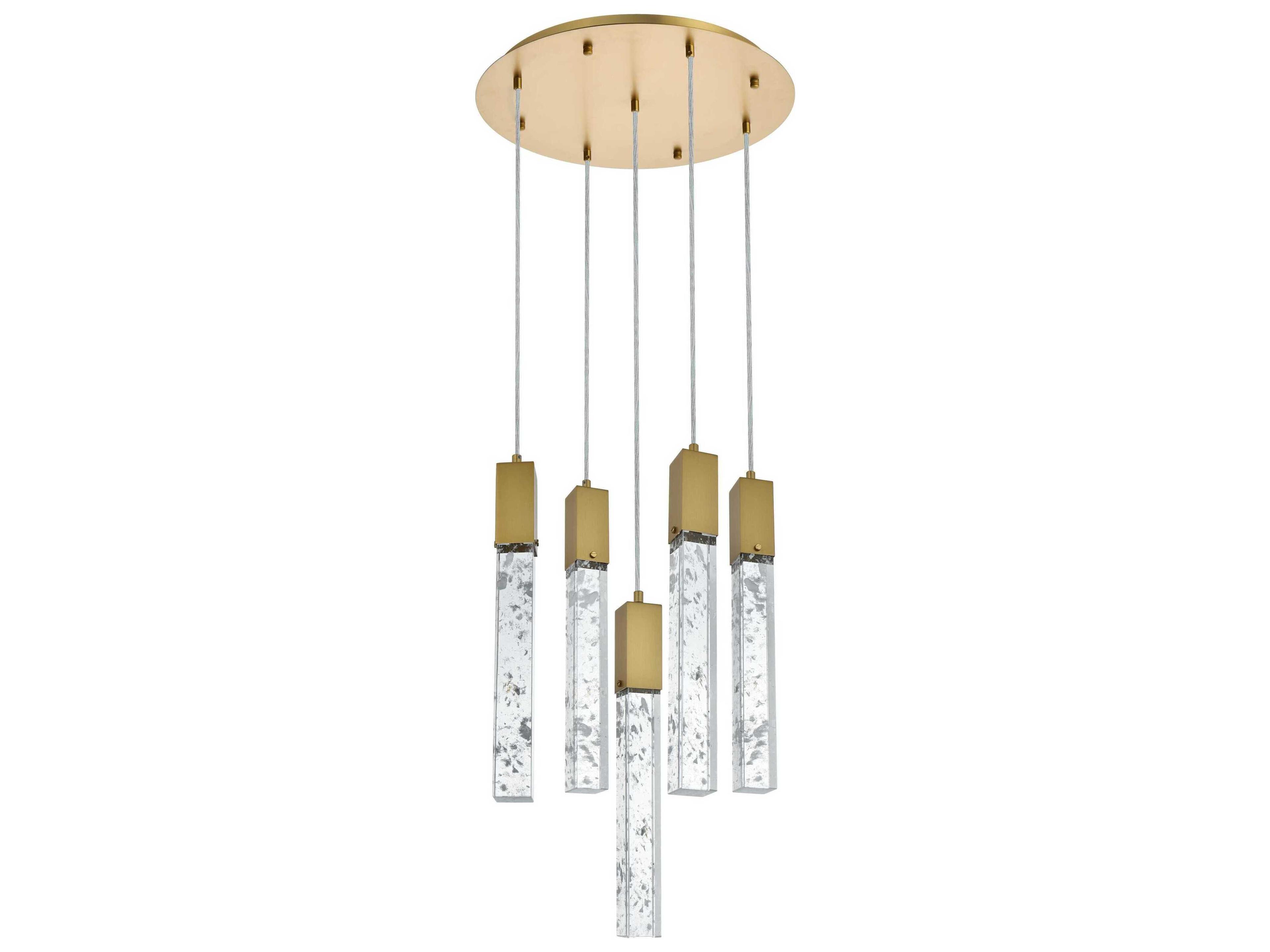Elegant Lighting Aurora 5-Light Satin Gold Linear Pendant