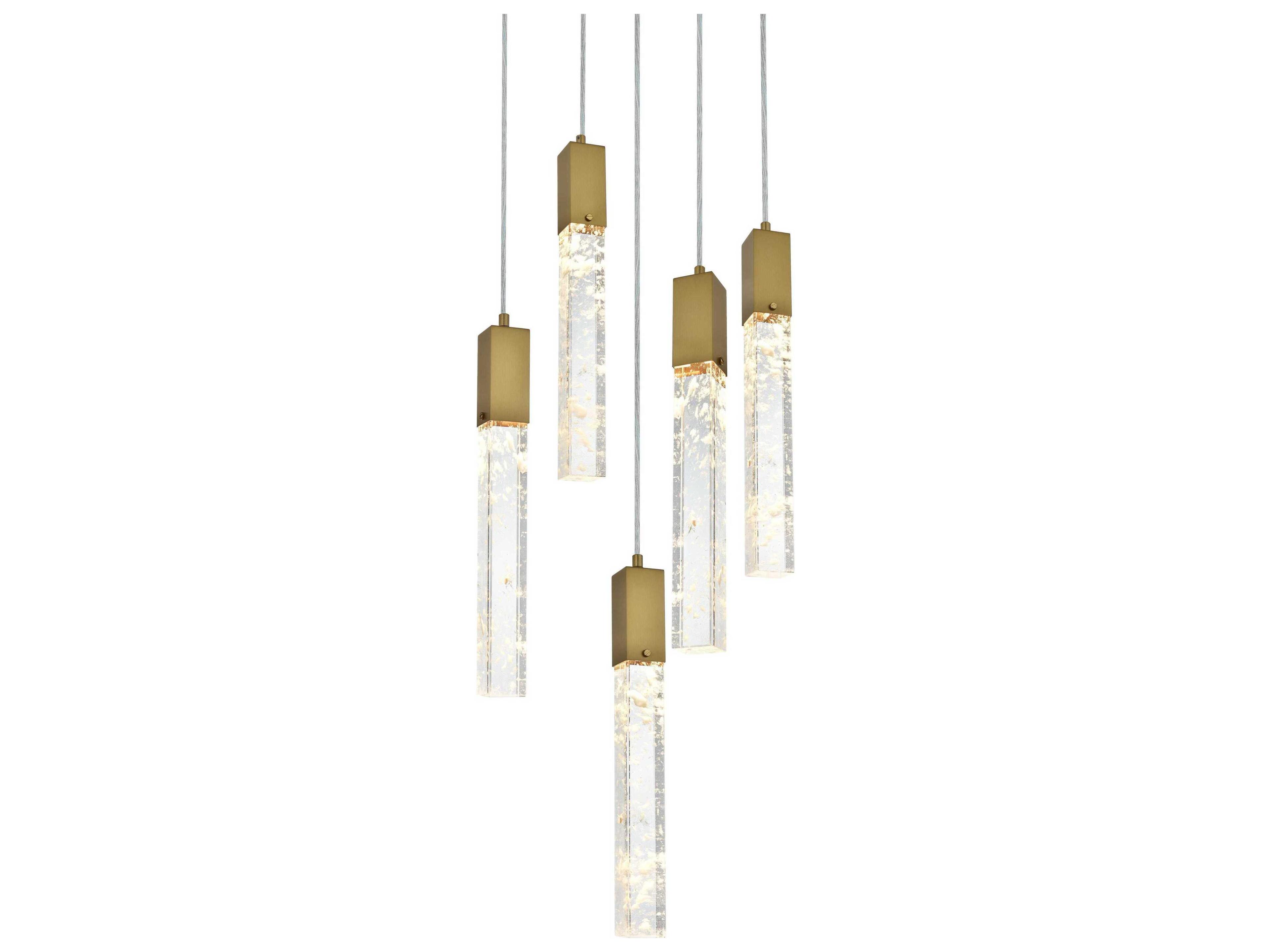Elegant Lighting Aurora 5-Light Satin Gold Linear Pendant