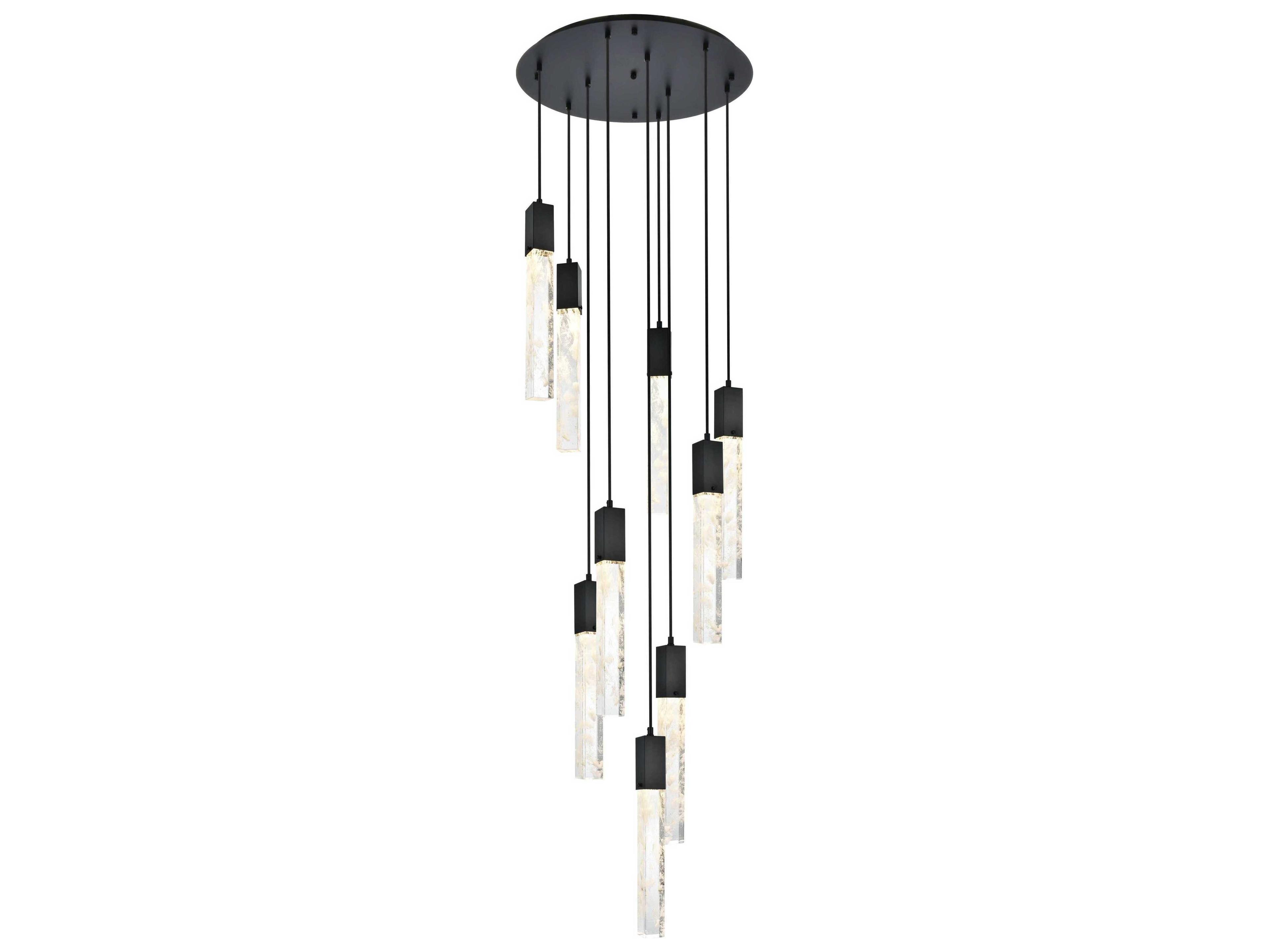 Elegant Lighting Aurora 9-Light Black Linear Pendant