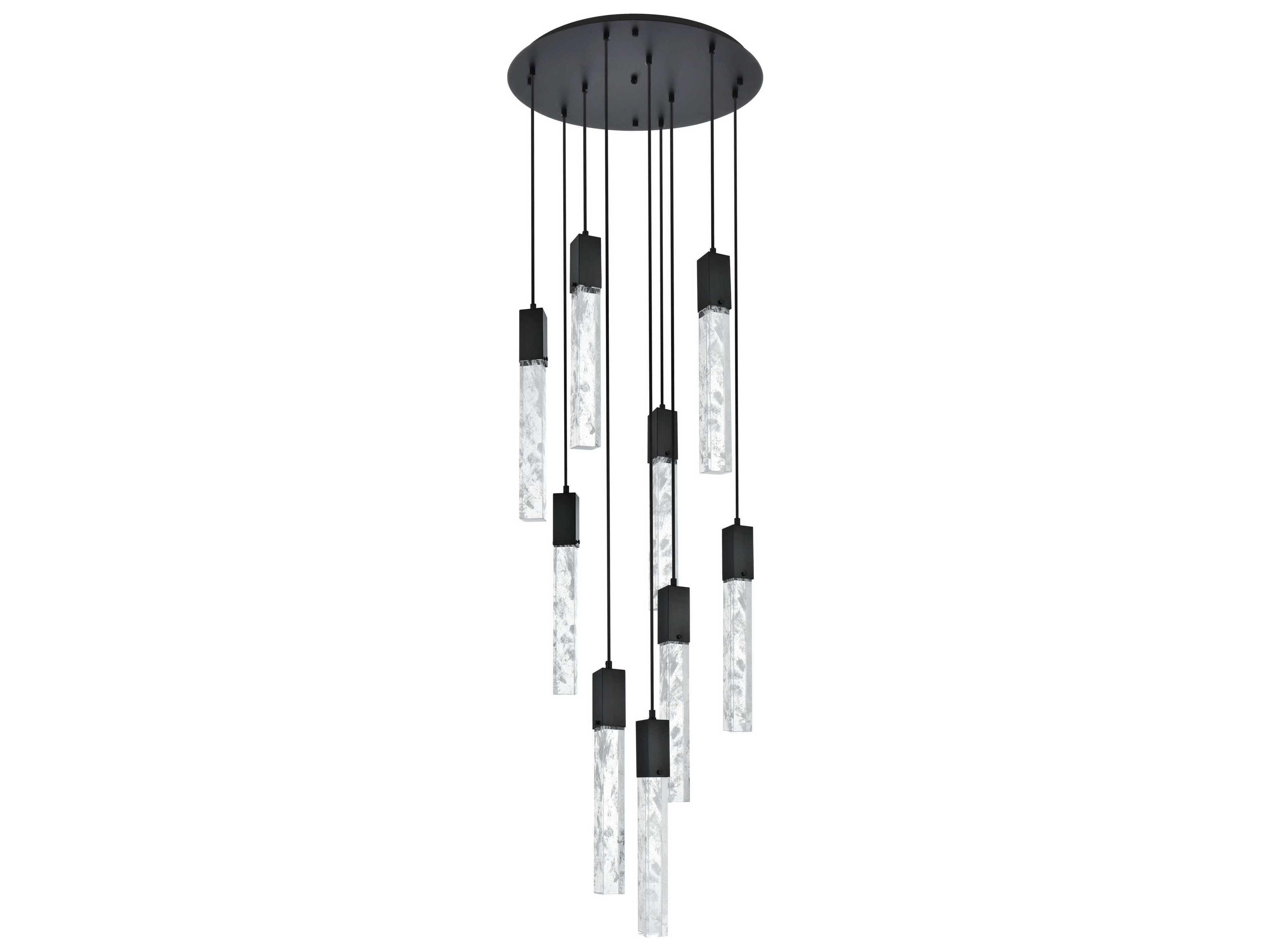 Elegant Lighting Aurora 9-Light Black Linear Pendant