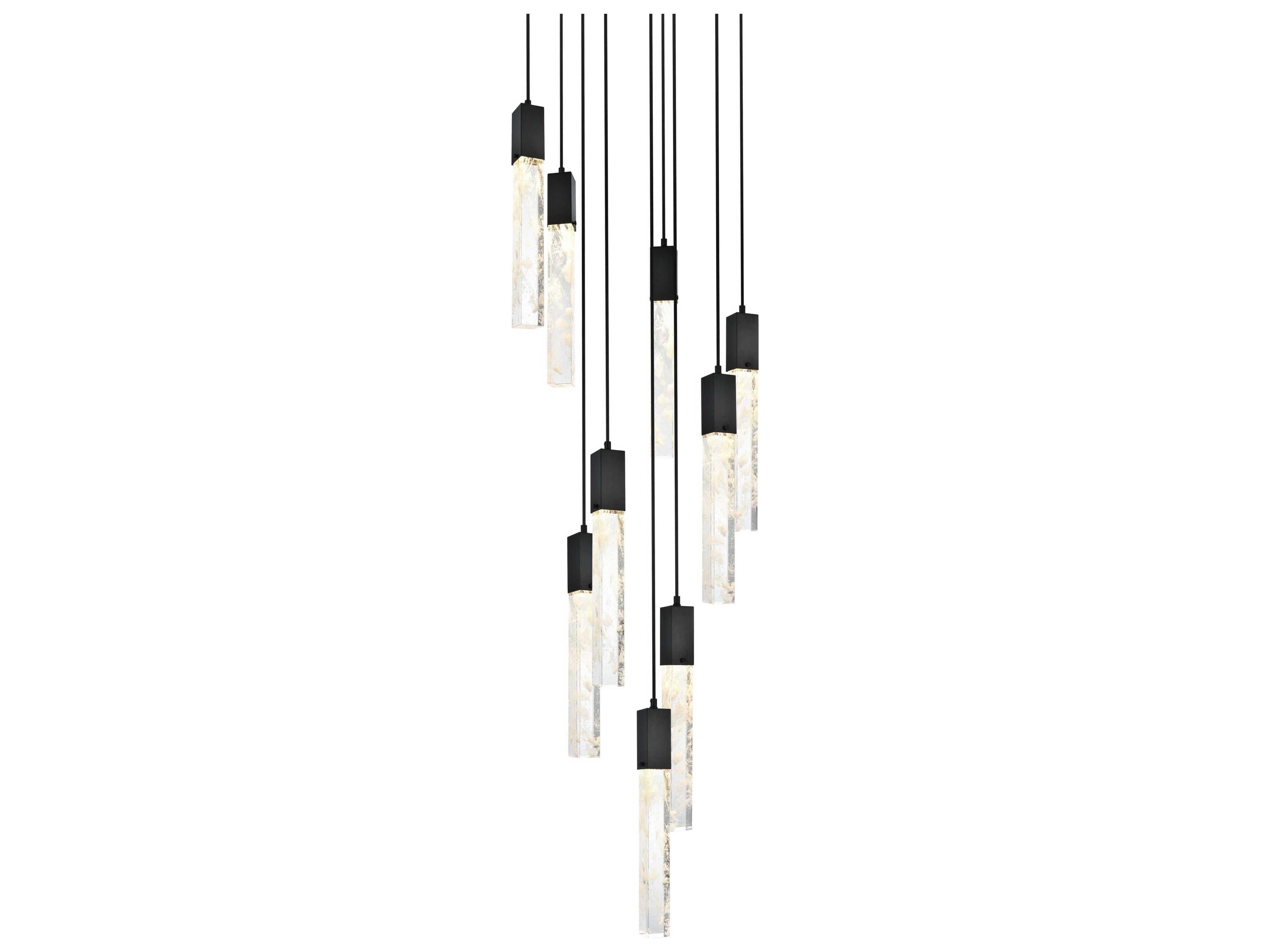 Elegant Lighting Aurora 9-Light Black Linear Pendant