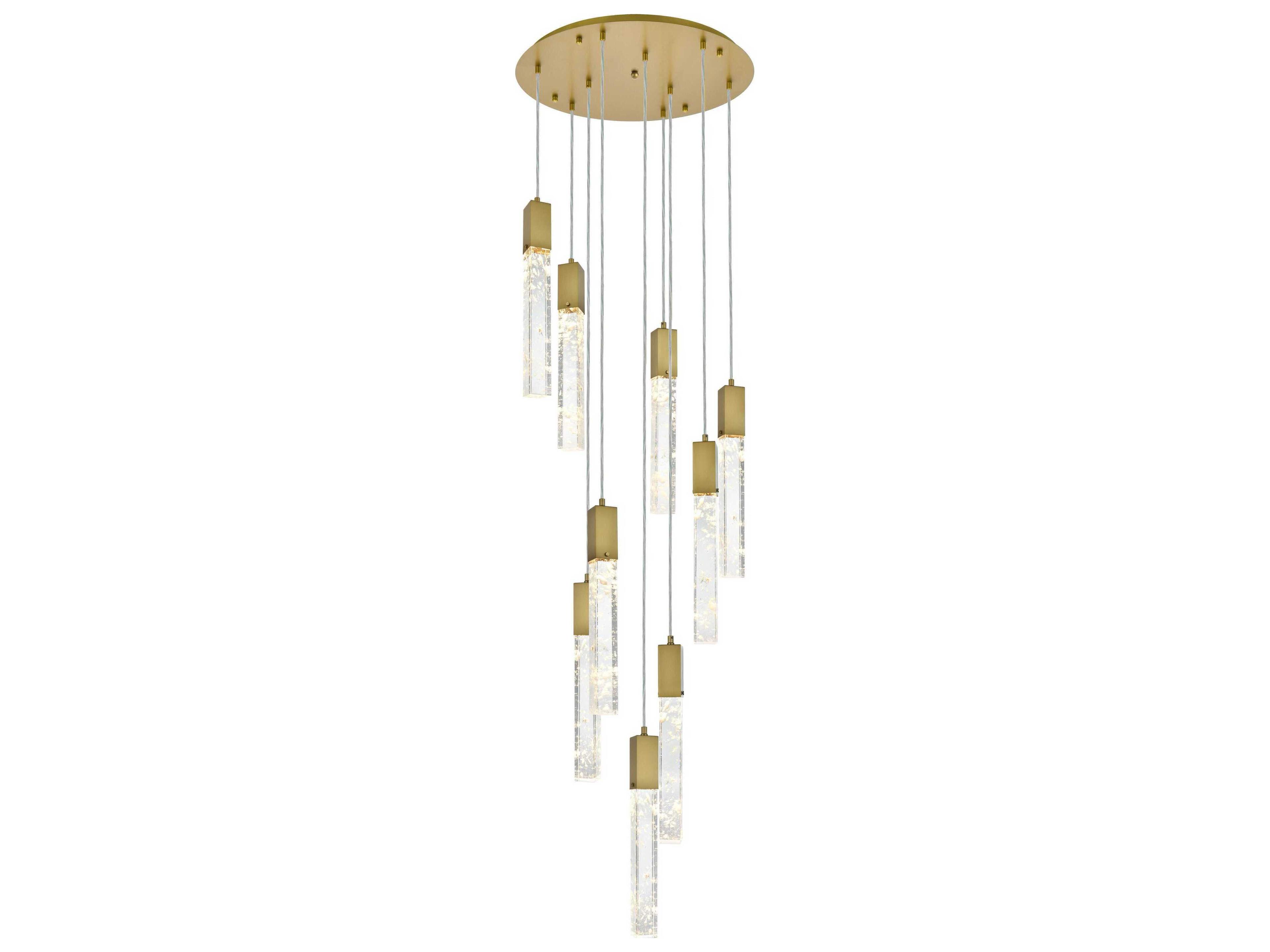 Elegant Lighting Aurora 9-Light Satin Gold Linear Pendant