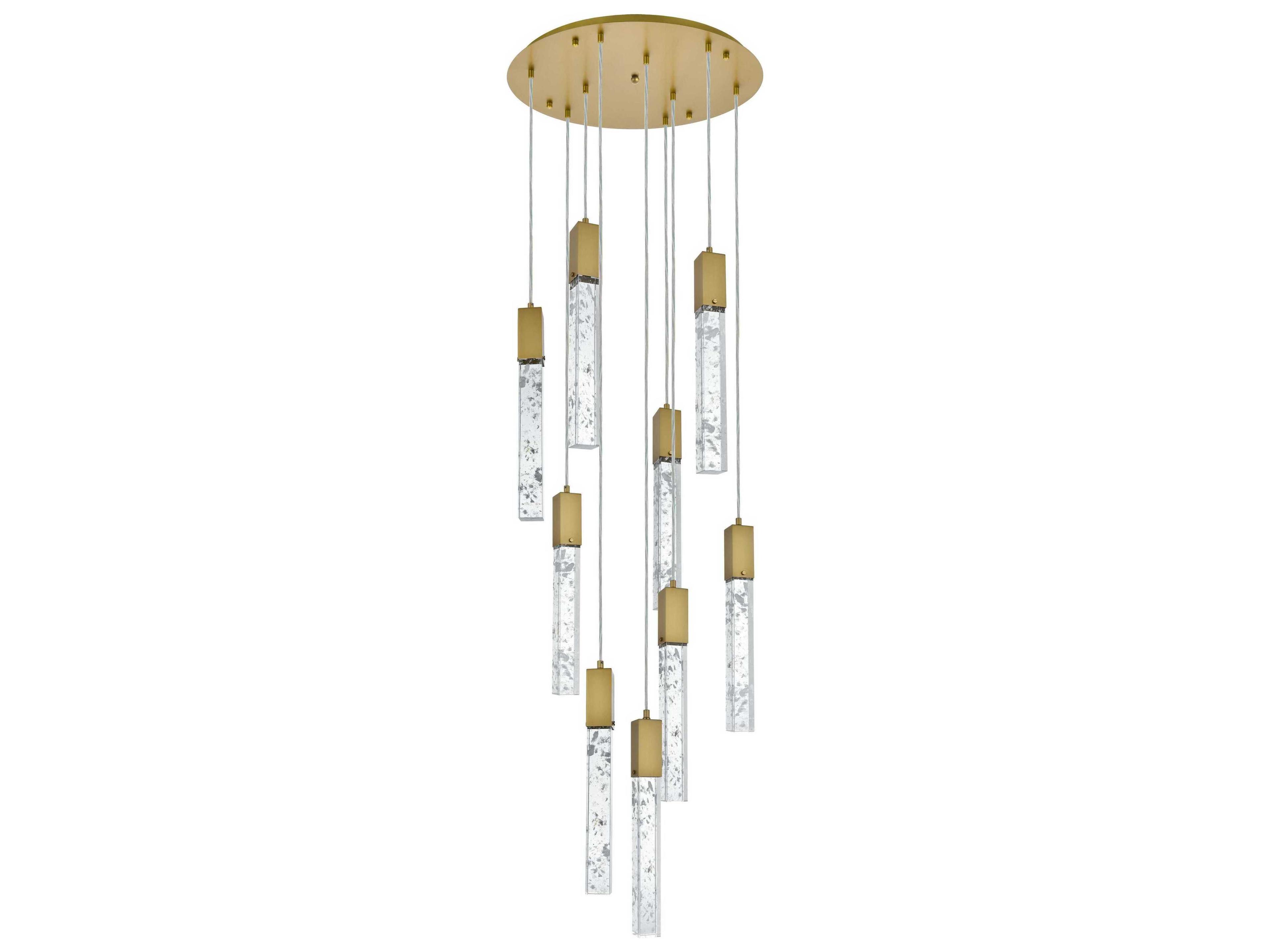 Elegant Lighting Aurora 9-Light Satin Gold Linear Pendant