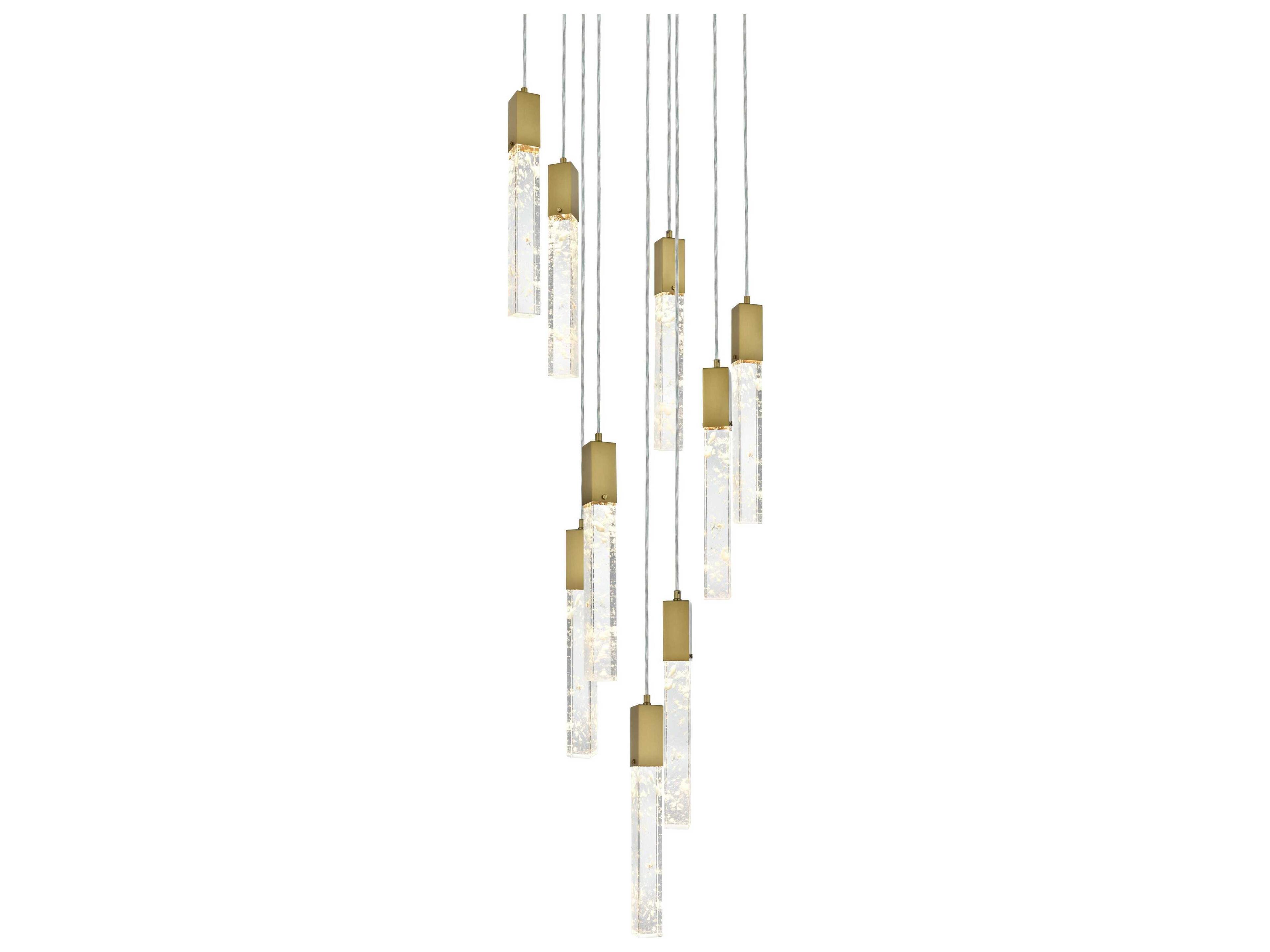 Elegant Lighting Aurora 9-Light Satin Gold Linear Pendant