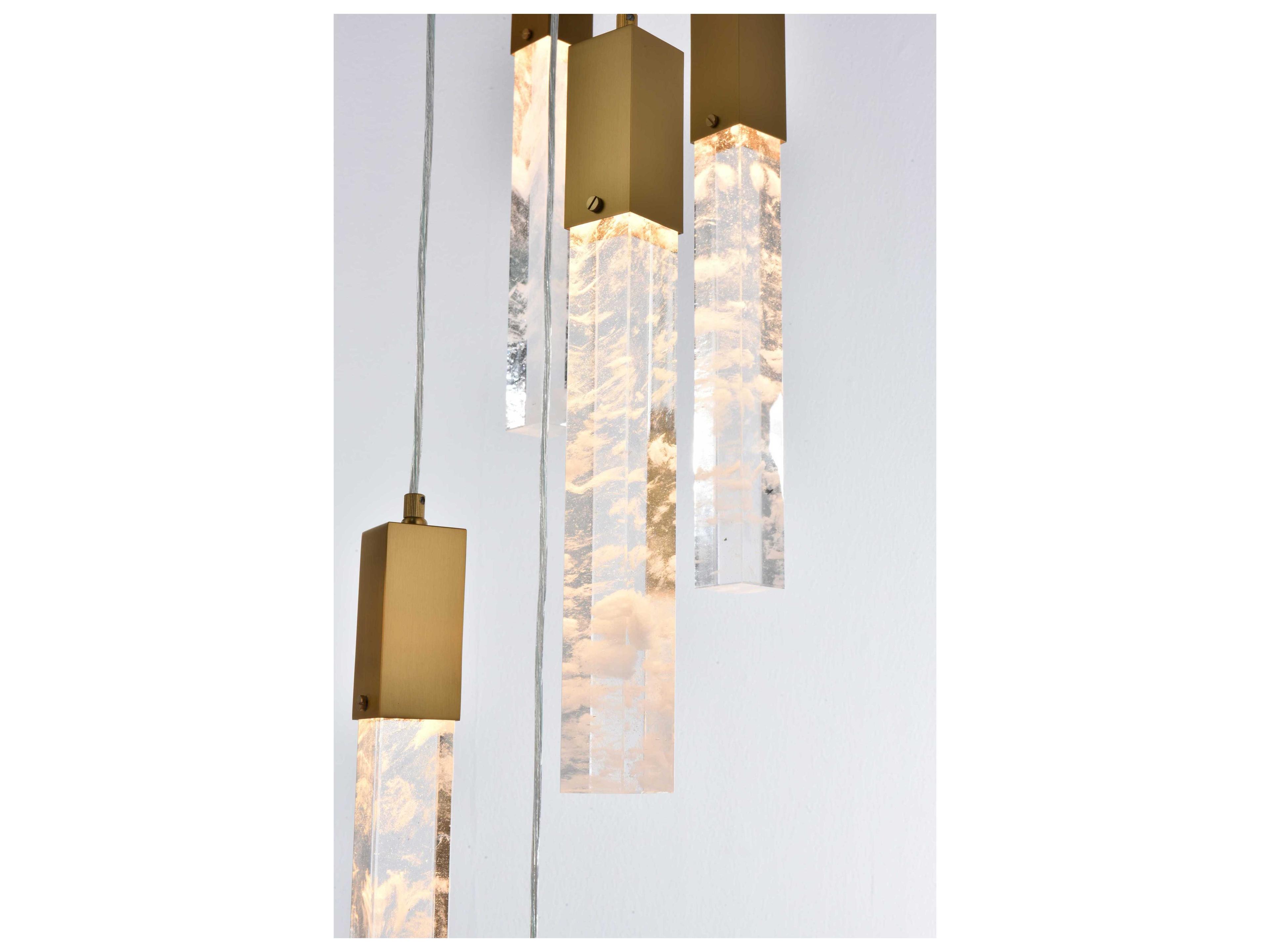 Elegant Lighting Aurora 9-Light Satin Gold Linear Pendant