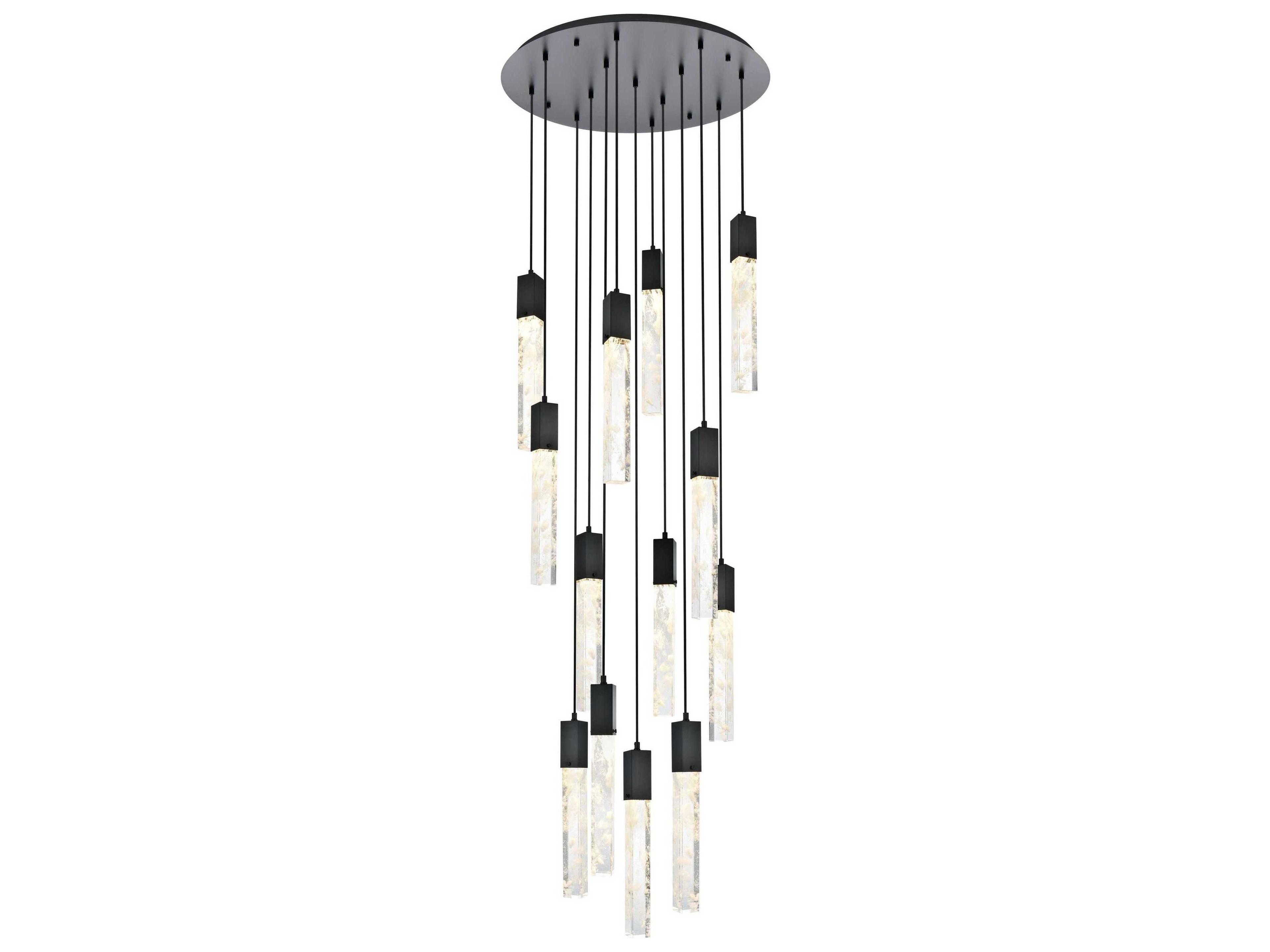 Elegant Lighting Aurora 13-Light Black Linear Pendant