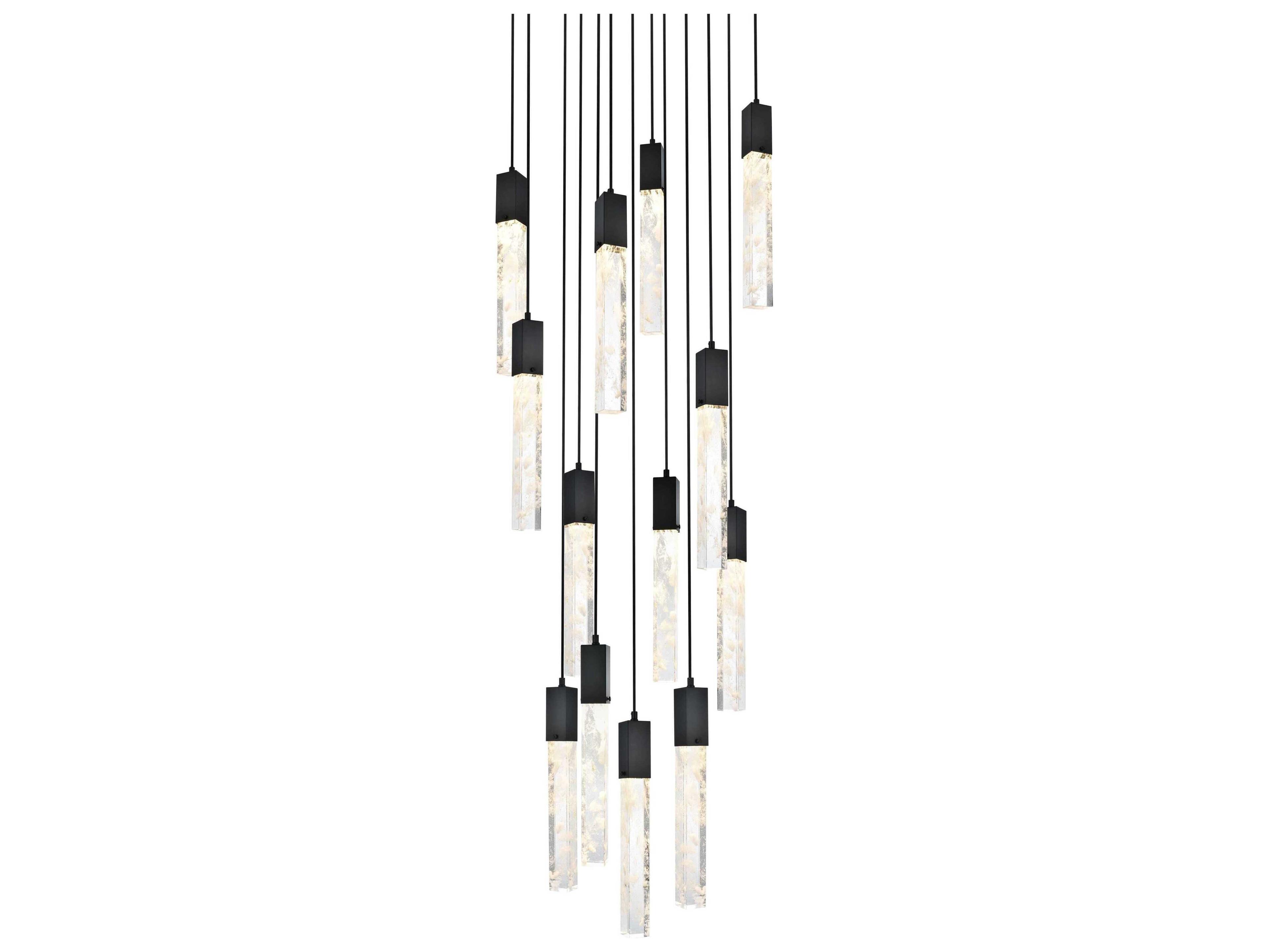 Elegant Lighting Aurora 13-Light Black Linear Pendant