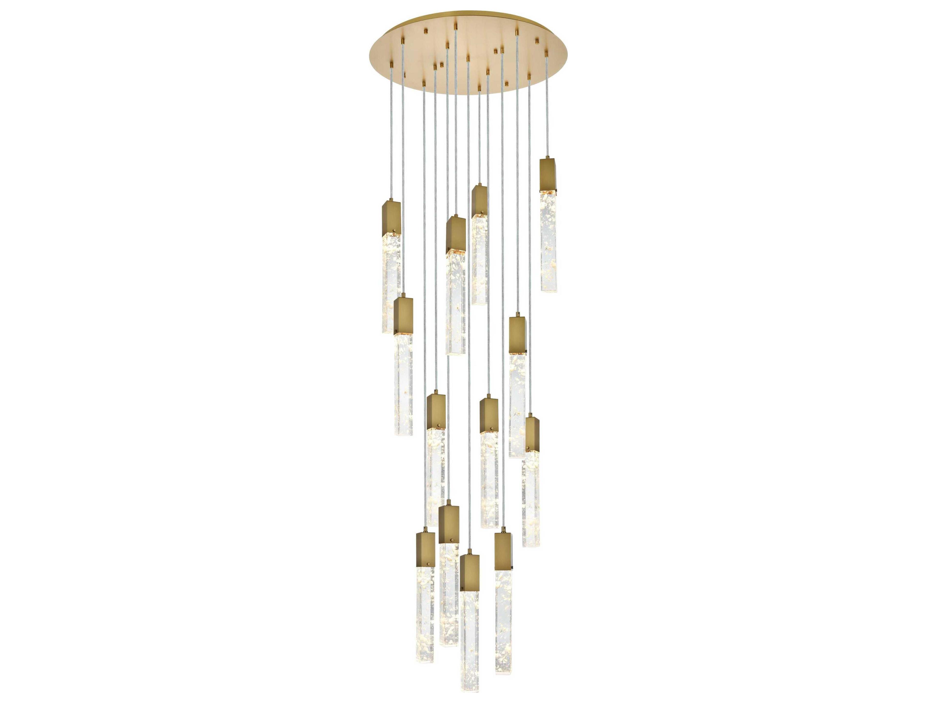 Elegant Lighting Aurora 13-Light Satin Gold Linear Pendant