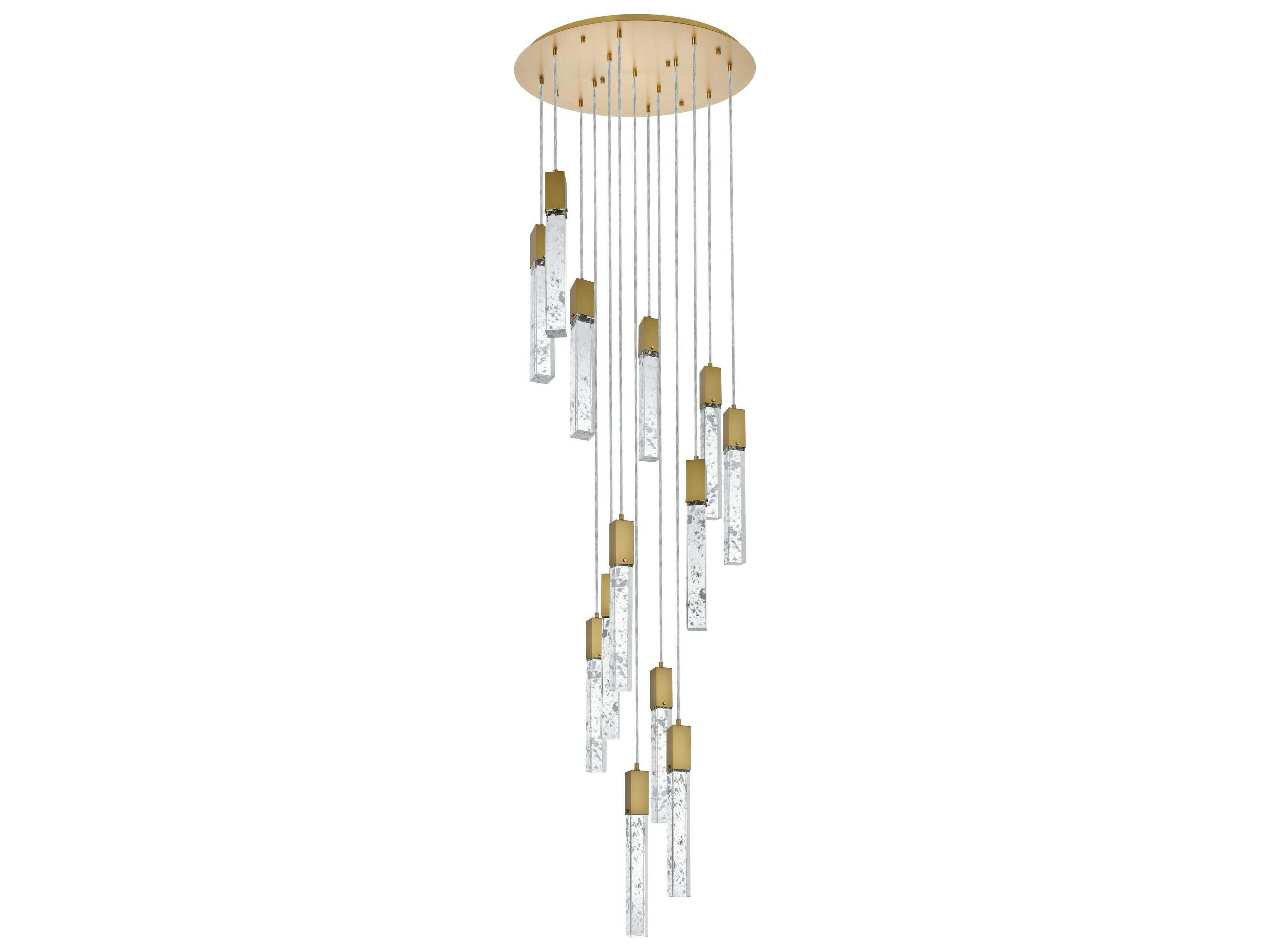 Elegant Lighting Aurora 13-Light Satin Gold Linear Pendant