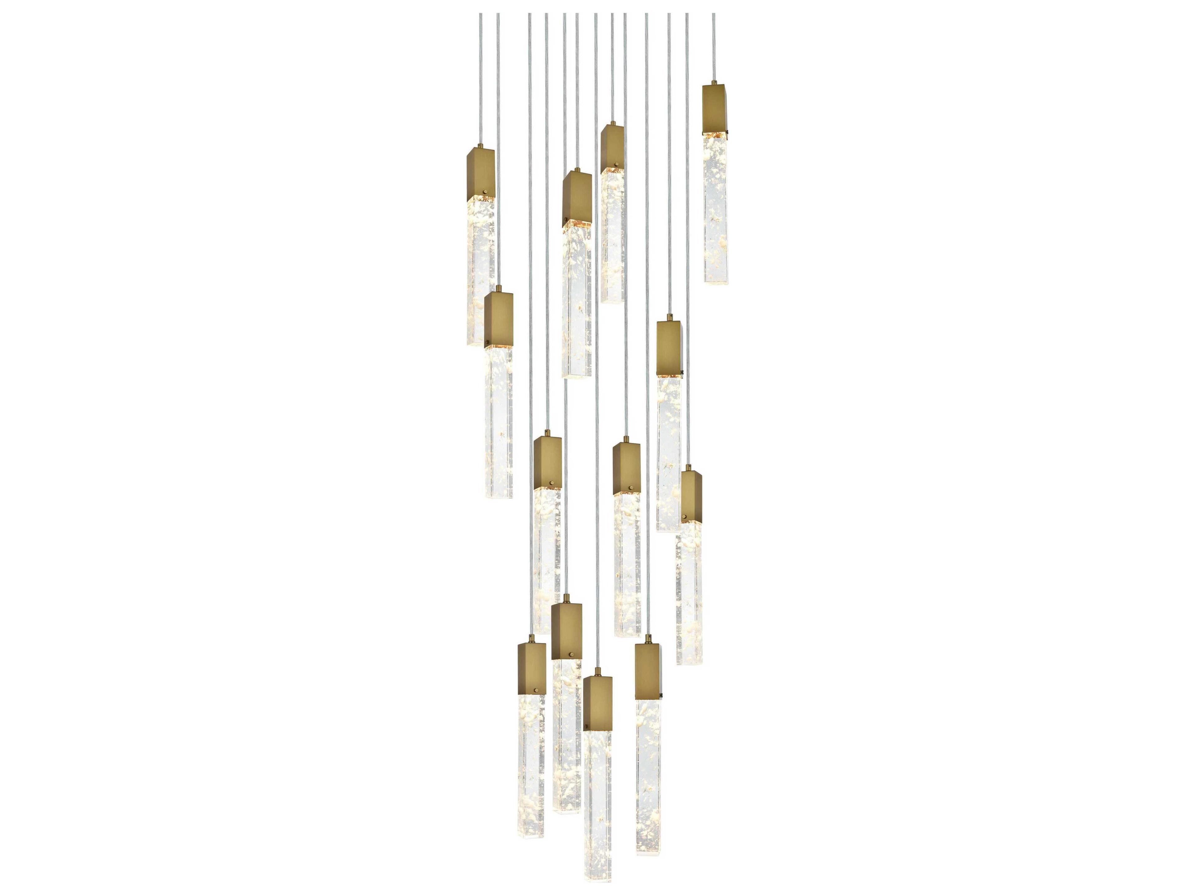 Elegant Lighting Aurora 13-Light Satin Gold Linear Pendant
