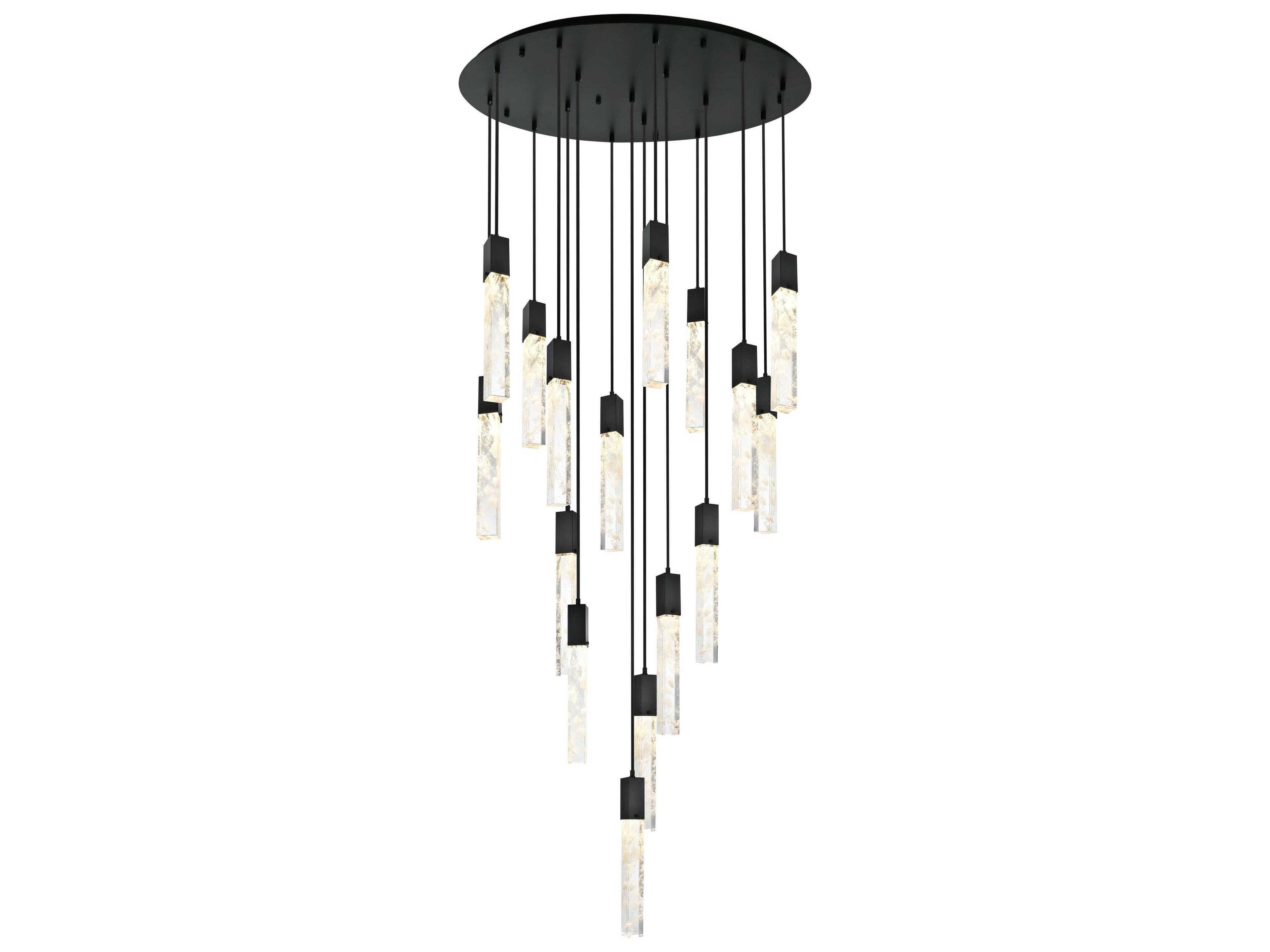 Elegant Lighting Aurora 16-Light Black Linear Pendant