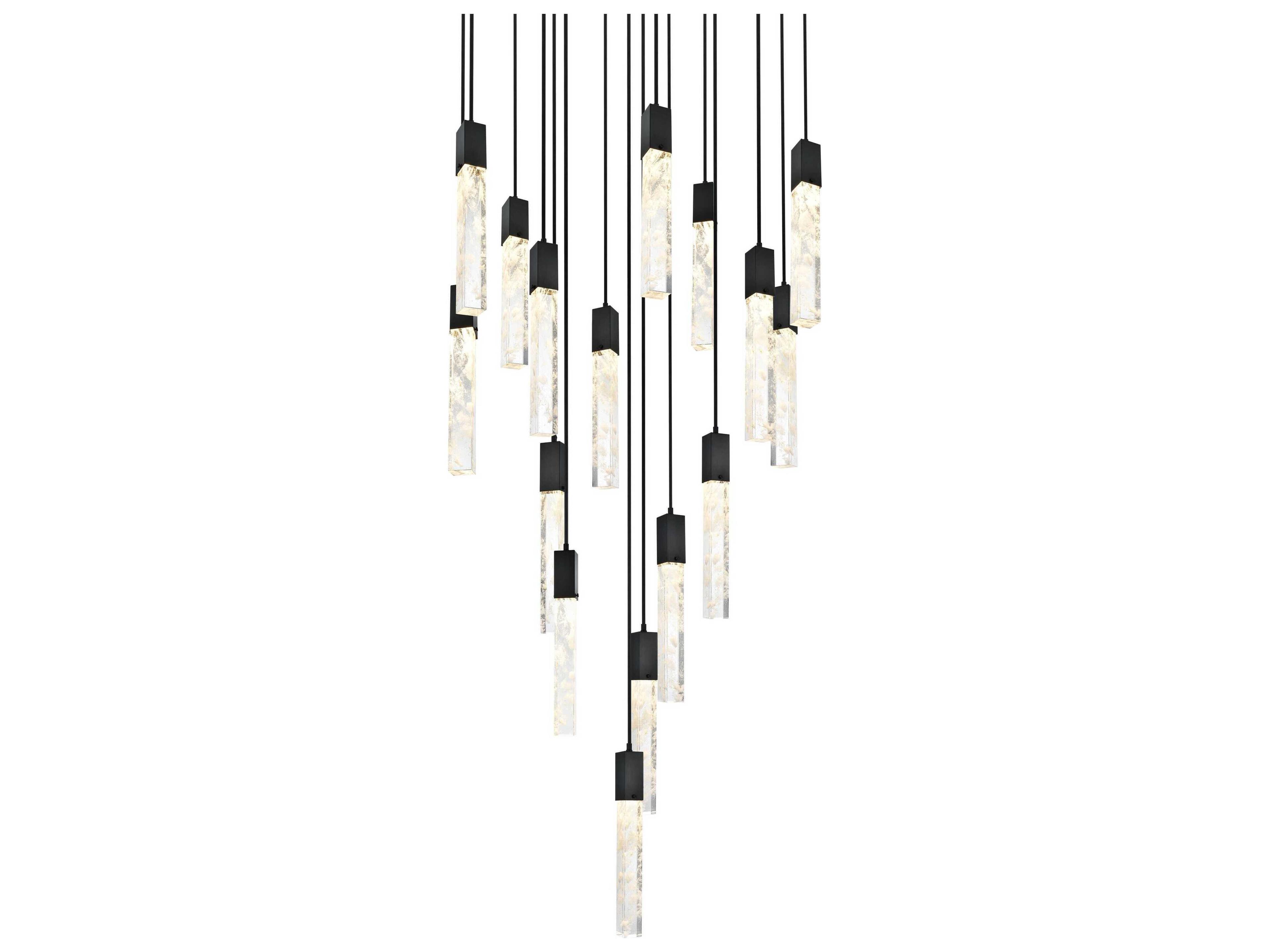 Elegant Lighting Aurora 16-Light Black Linear Pendant