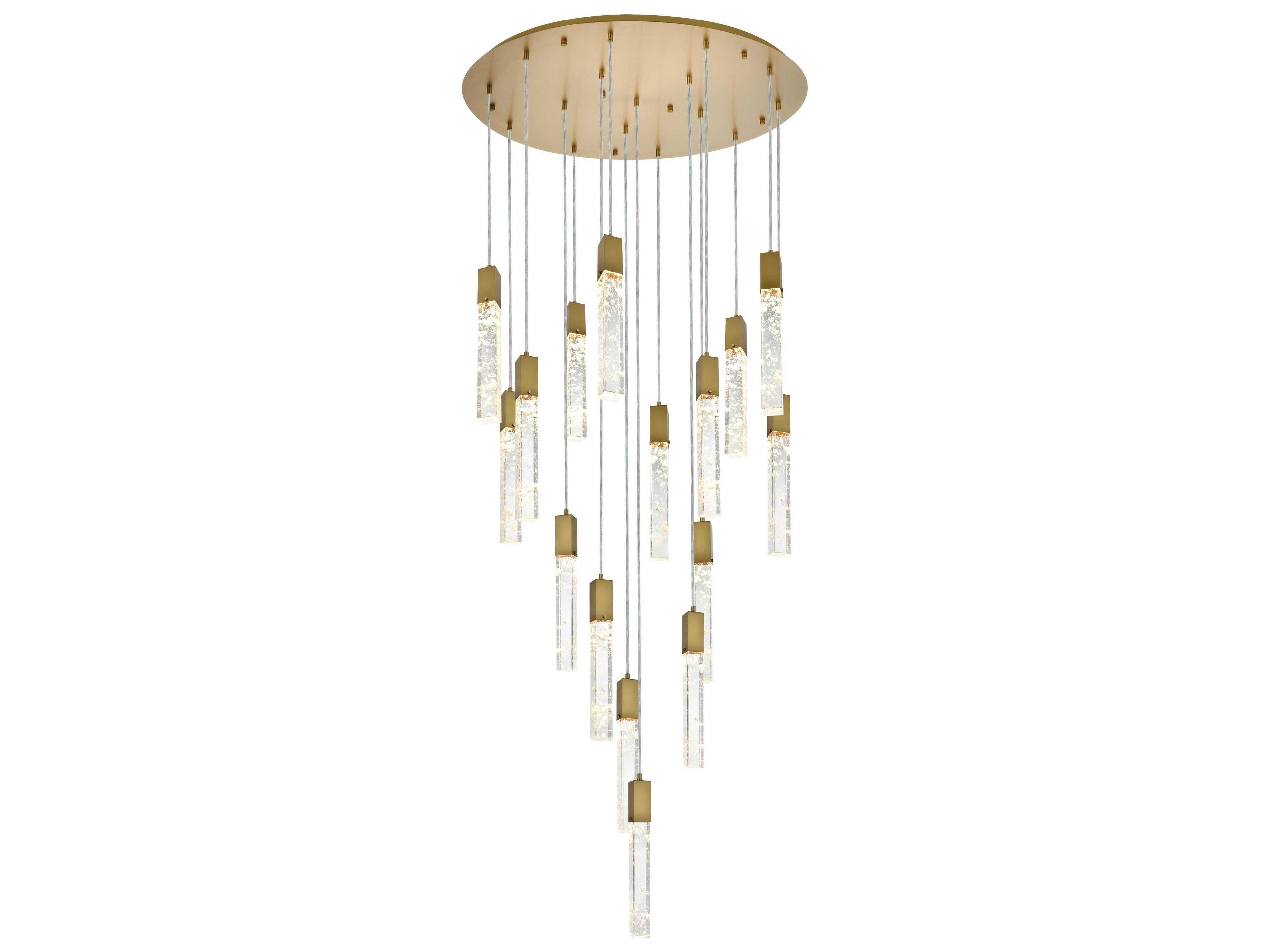 Elegant Lighting Aurora 16-Light Satin Gold Linear Pendant