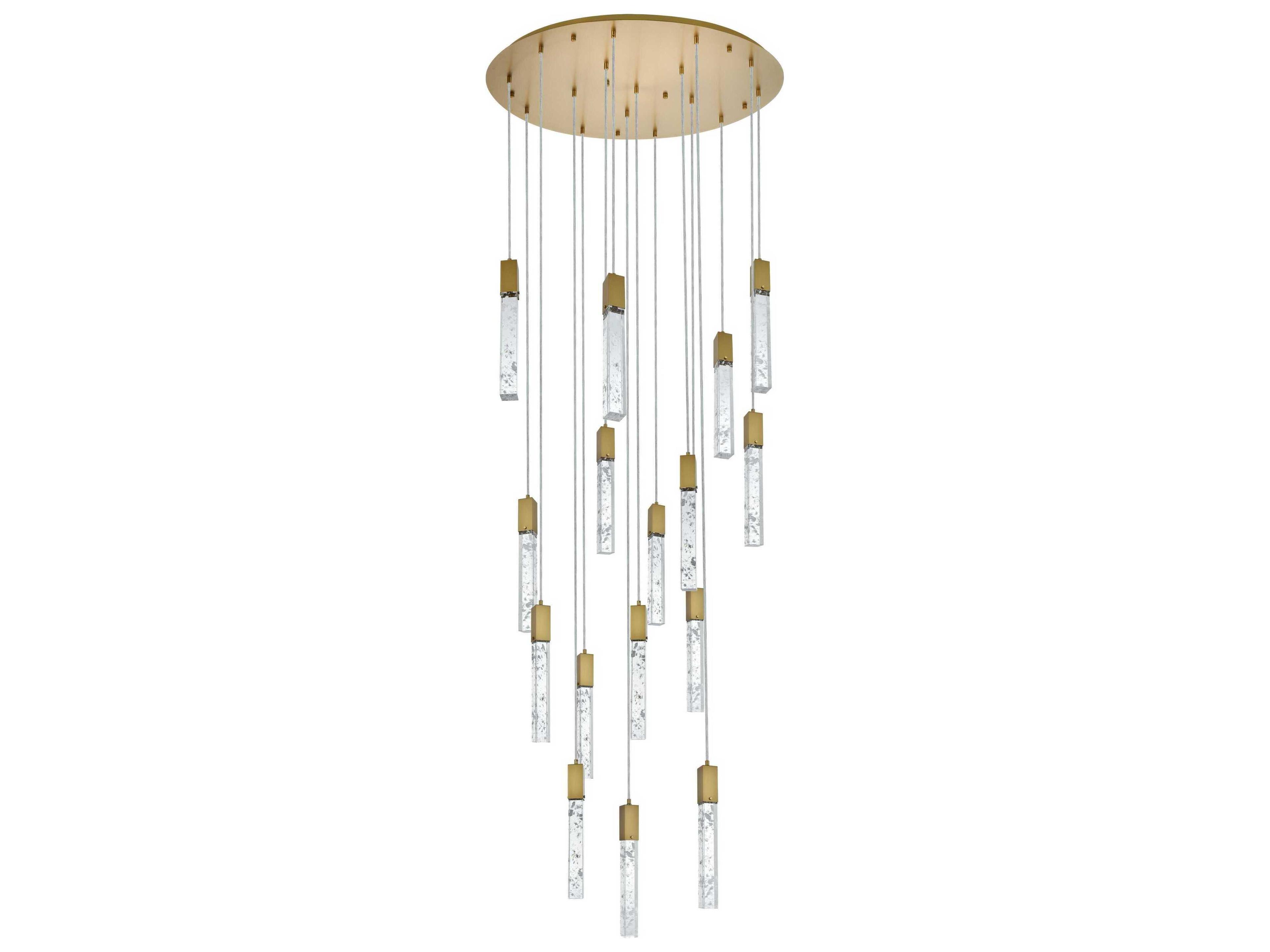 Elegant Lighting Aurora 16-Light Satin Gold Linear Pendant