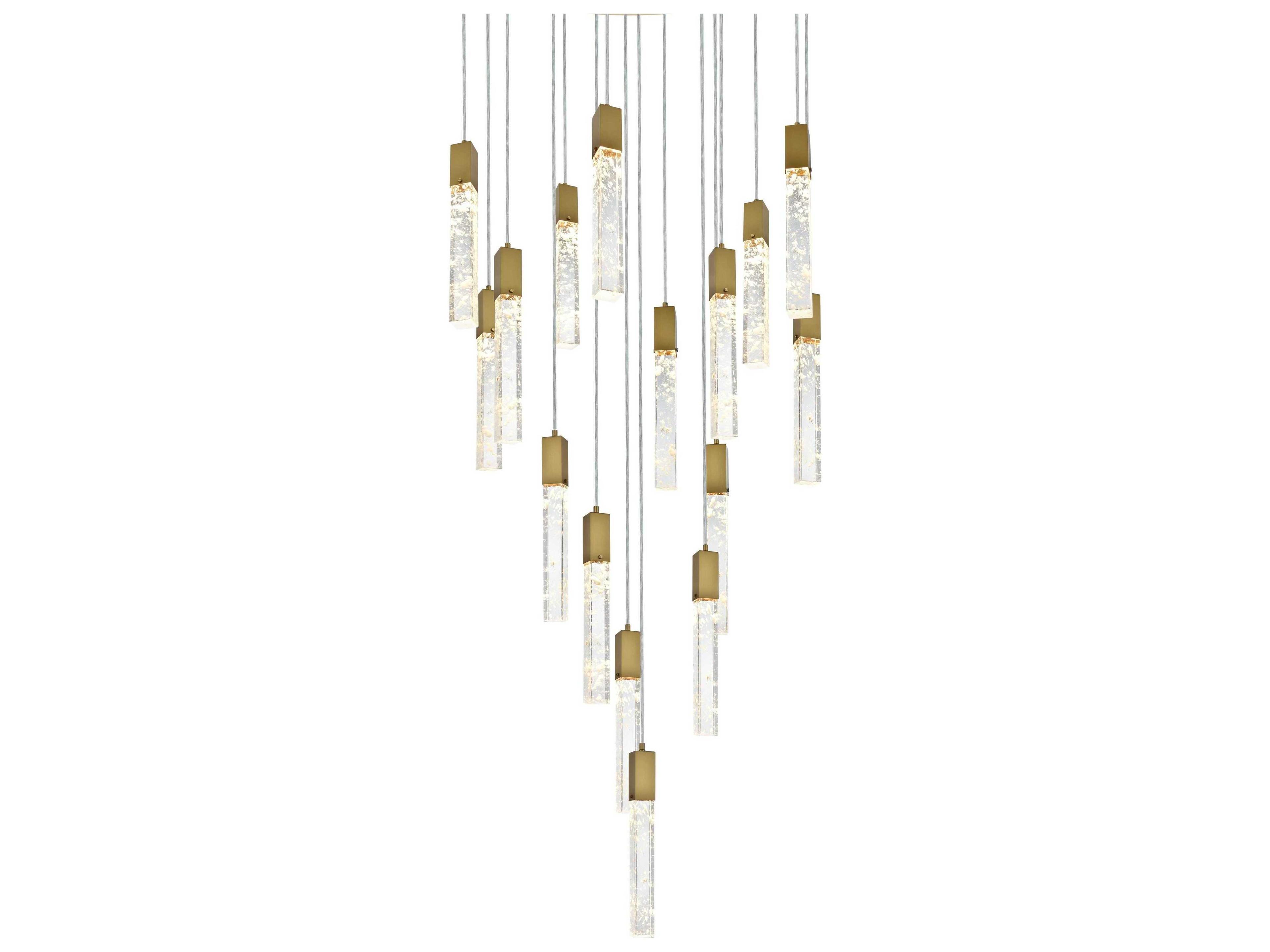 Elegant Lighting Aurora 16-Light Satin Gold Linear Pendant